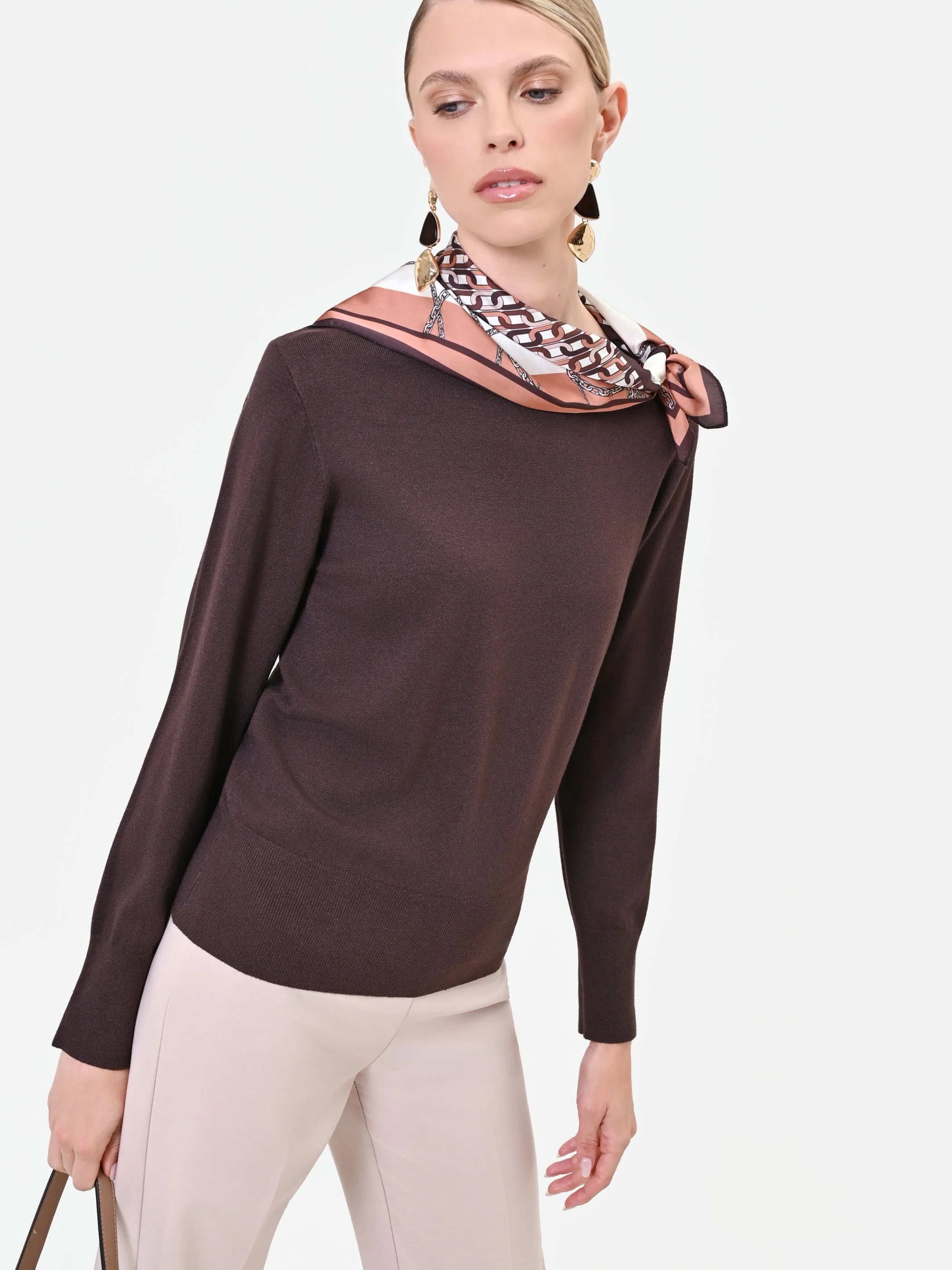 Maglia scollo a barchetta moro marrone - Image 6