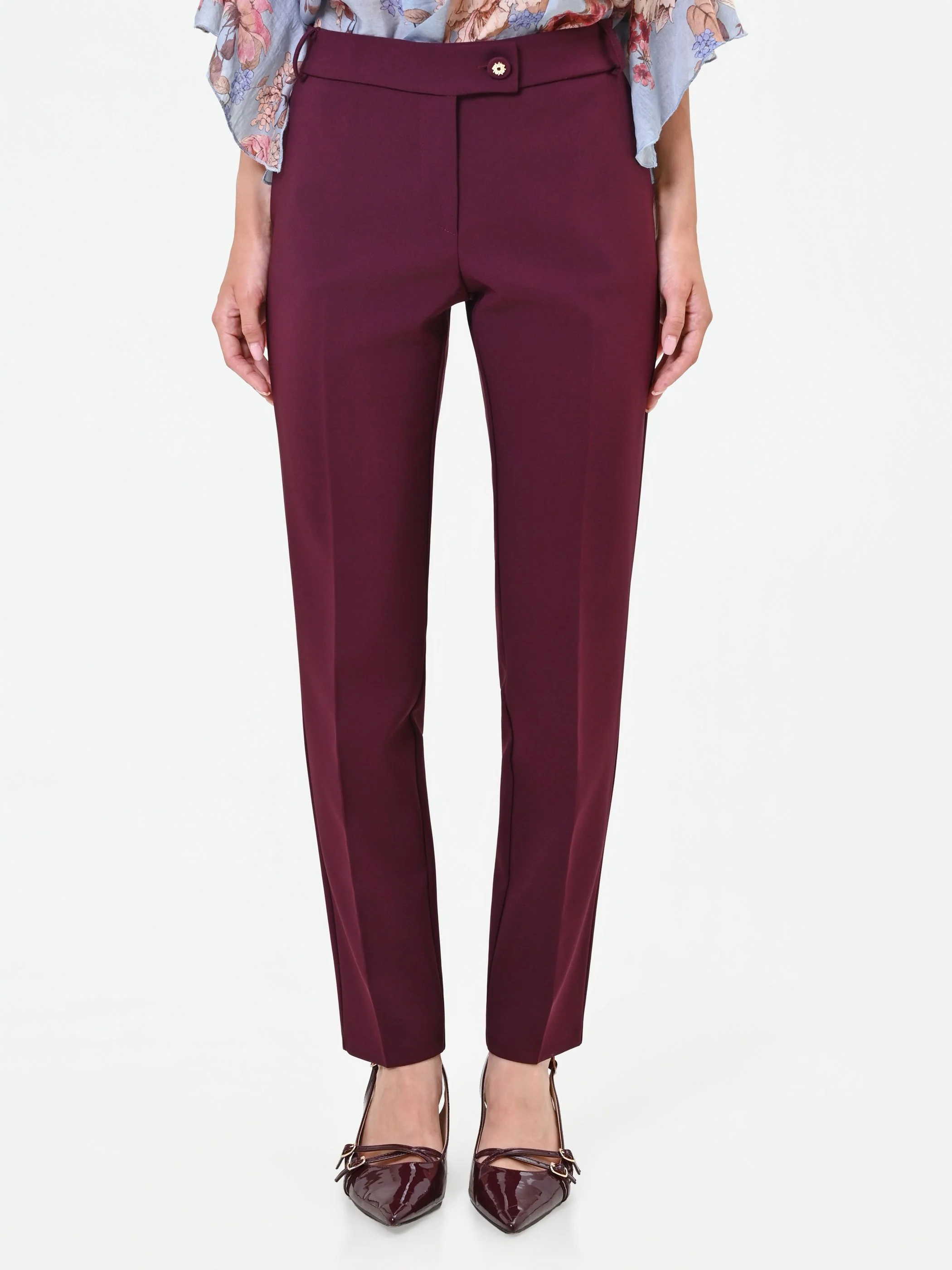 Pantalone a sigaretta bordeaux - Image 3