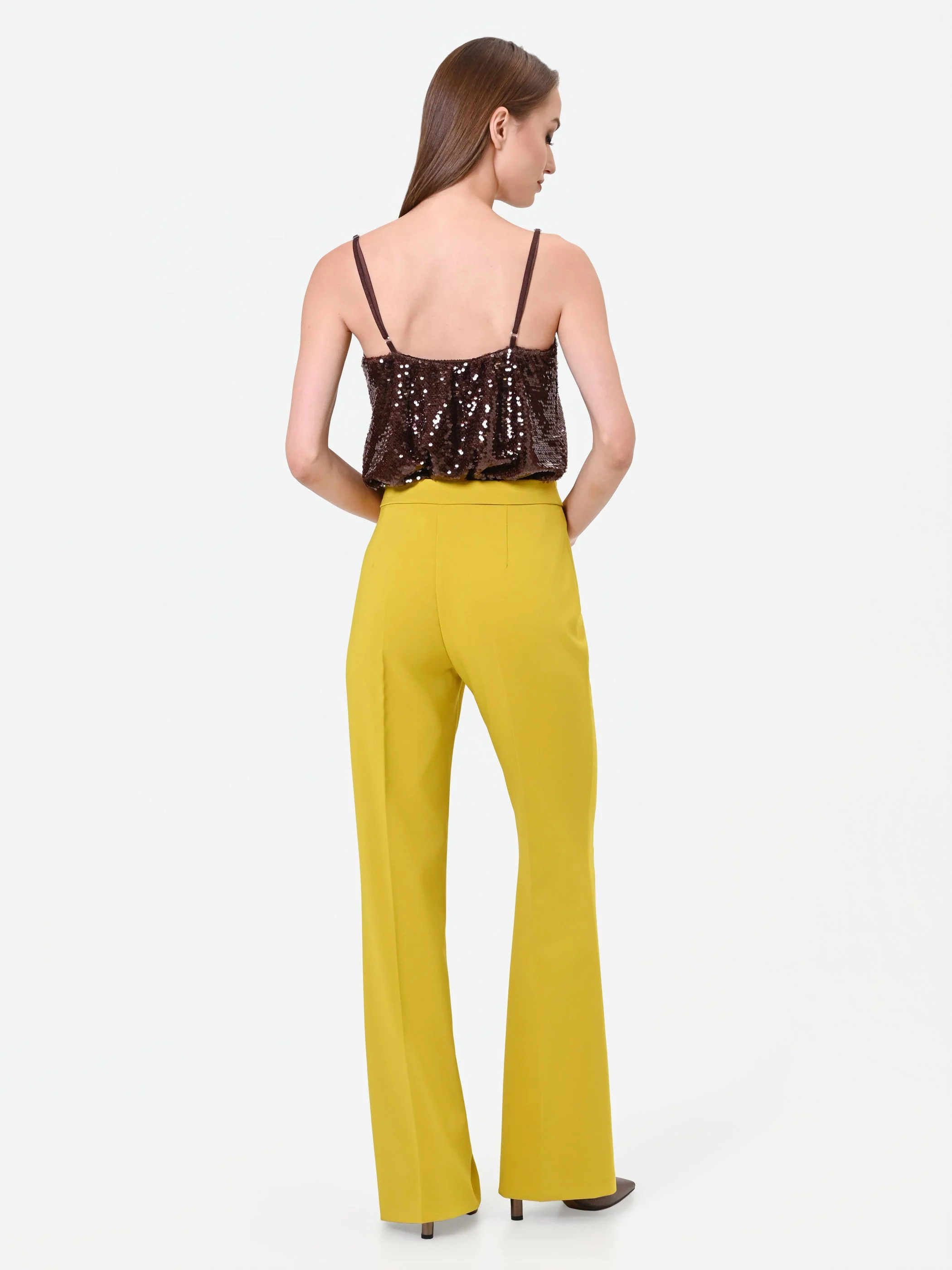 Pantalone a vita alta verde olio - Image 3