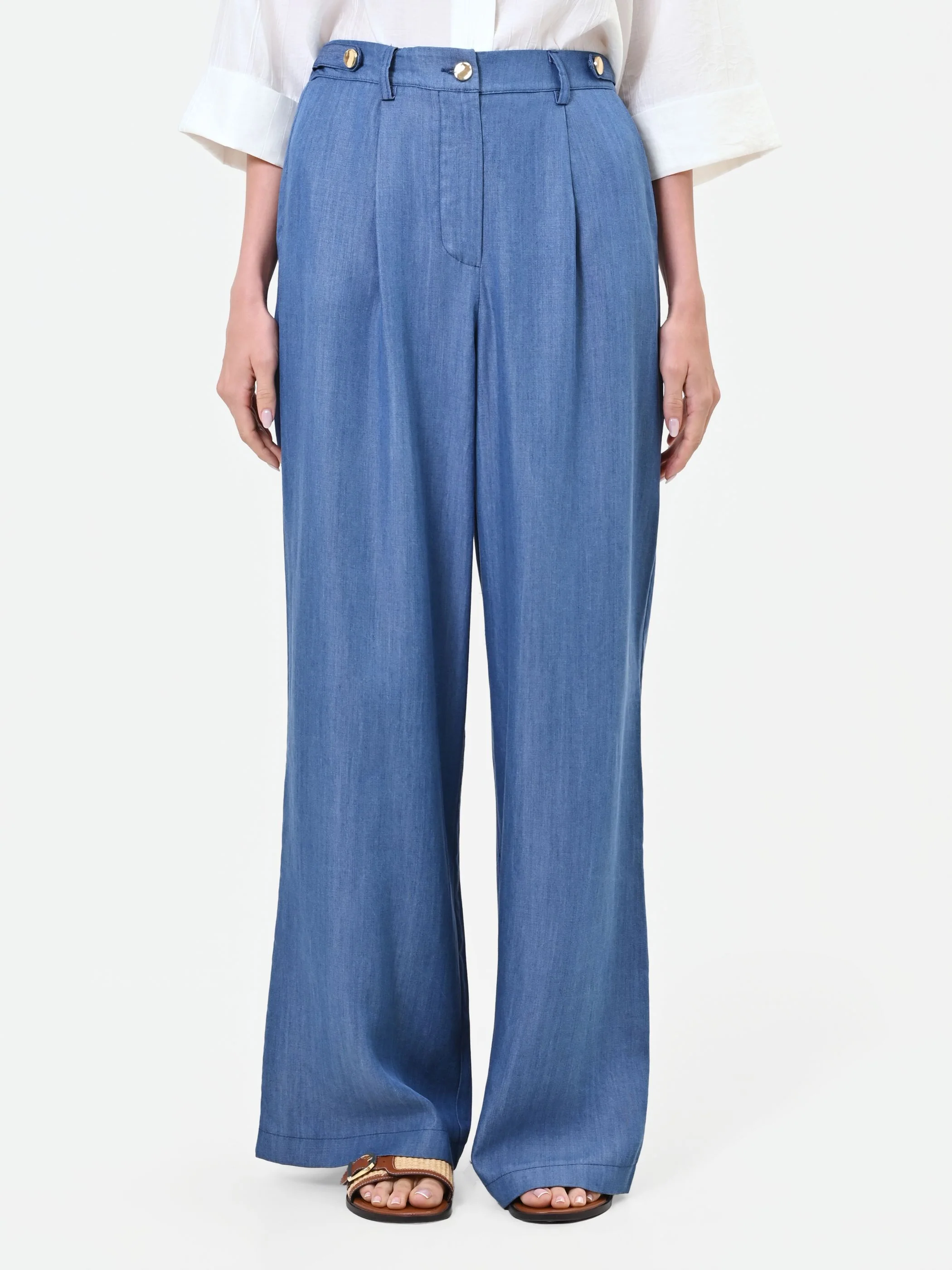 Pantalone ampio blu in lyocell - Image 2