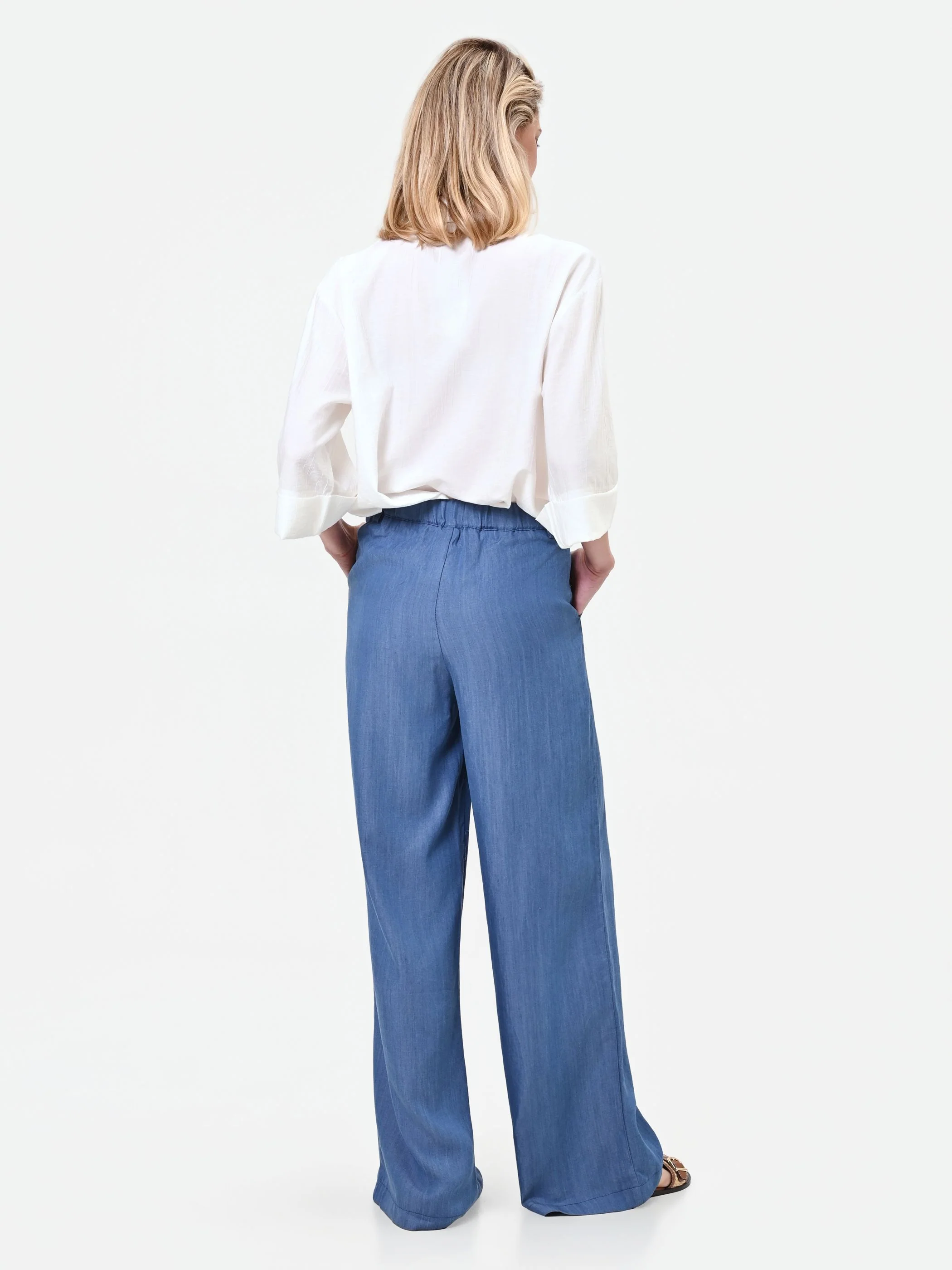 Pantalone ampio blu in lyocell - Image 3