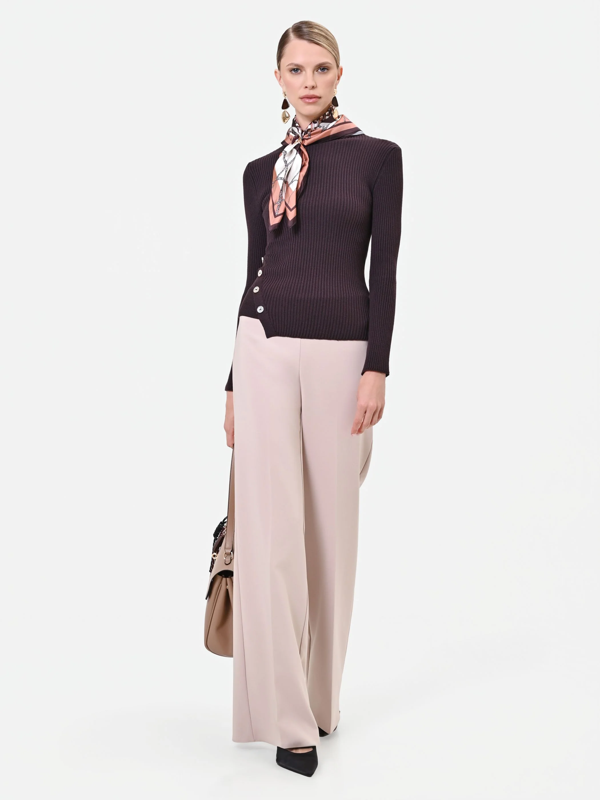 Pantalone flare tortora beige - Image 6