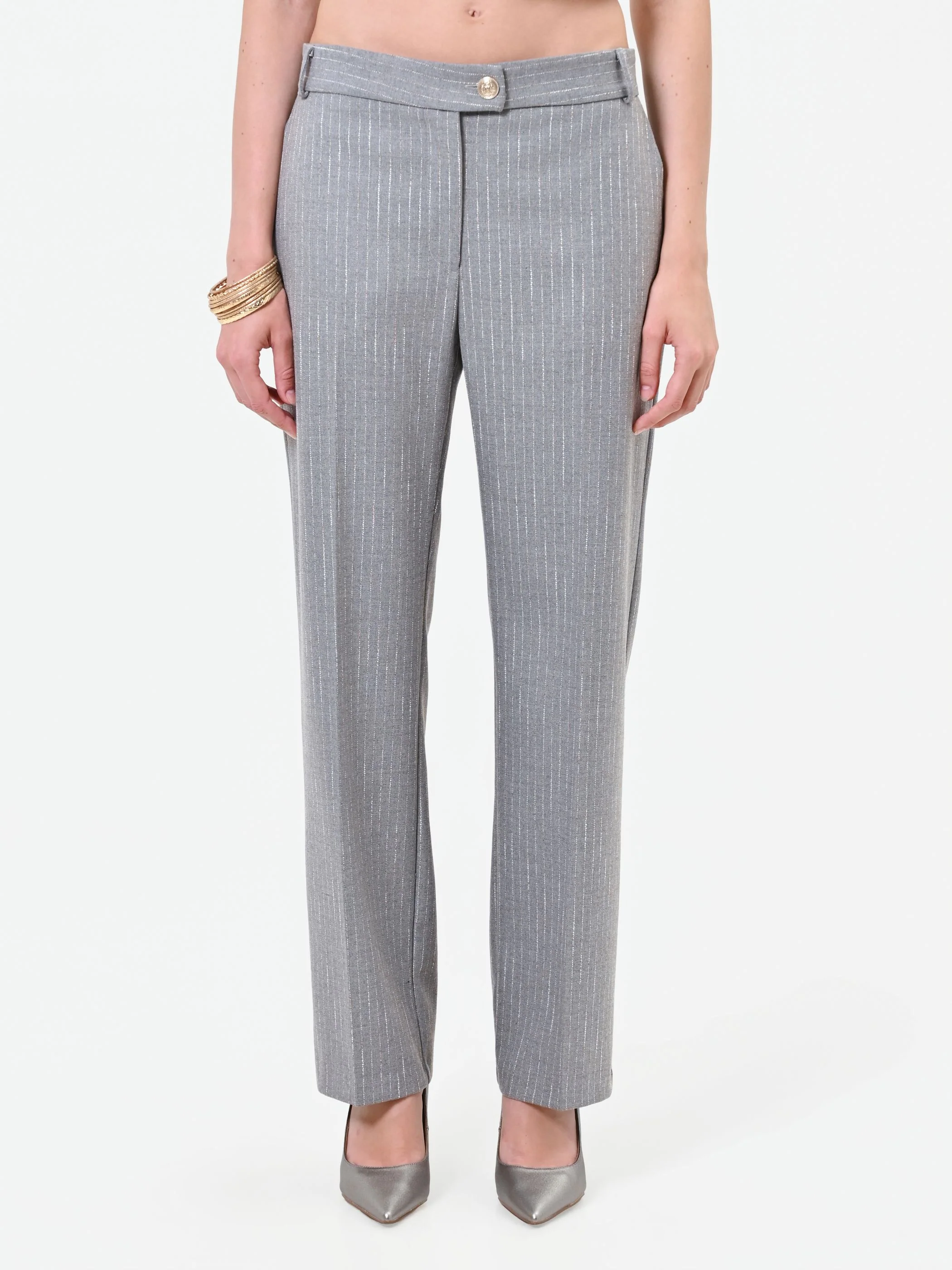 Pantalone gessato grigio chiaro