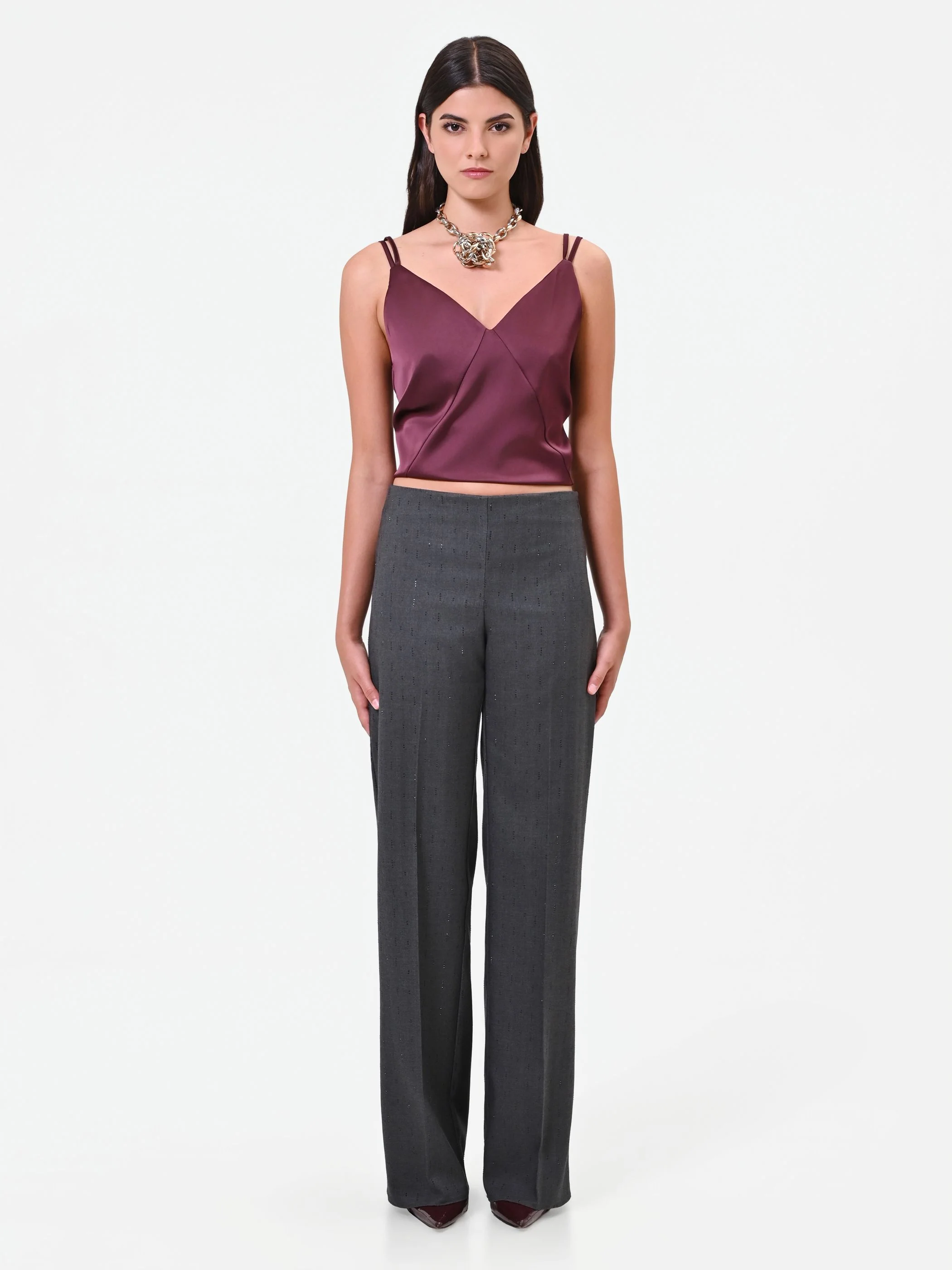 Pantalone grigio scuro a gamba dritta Giorgia Palmas X Rinascimento