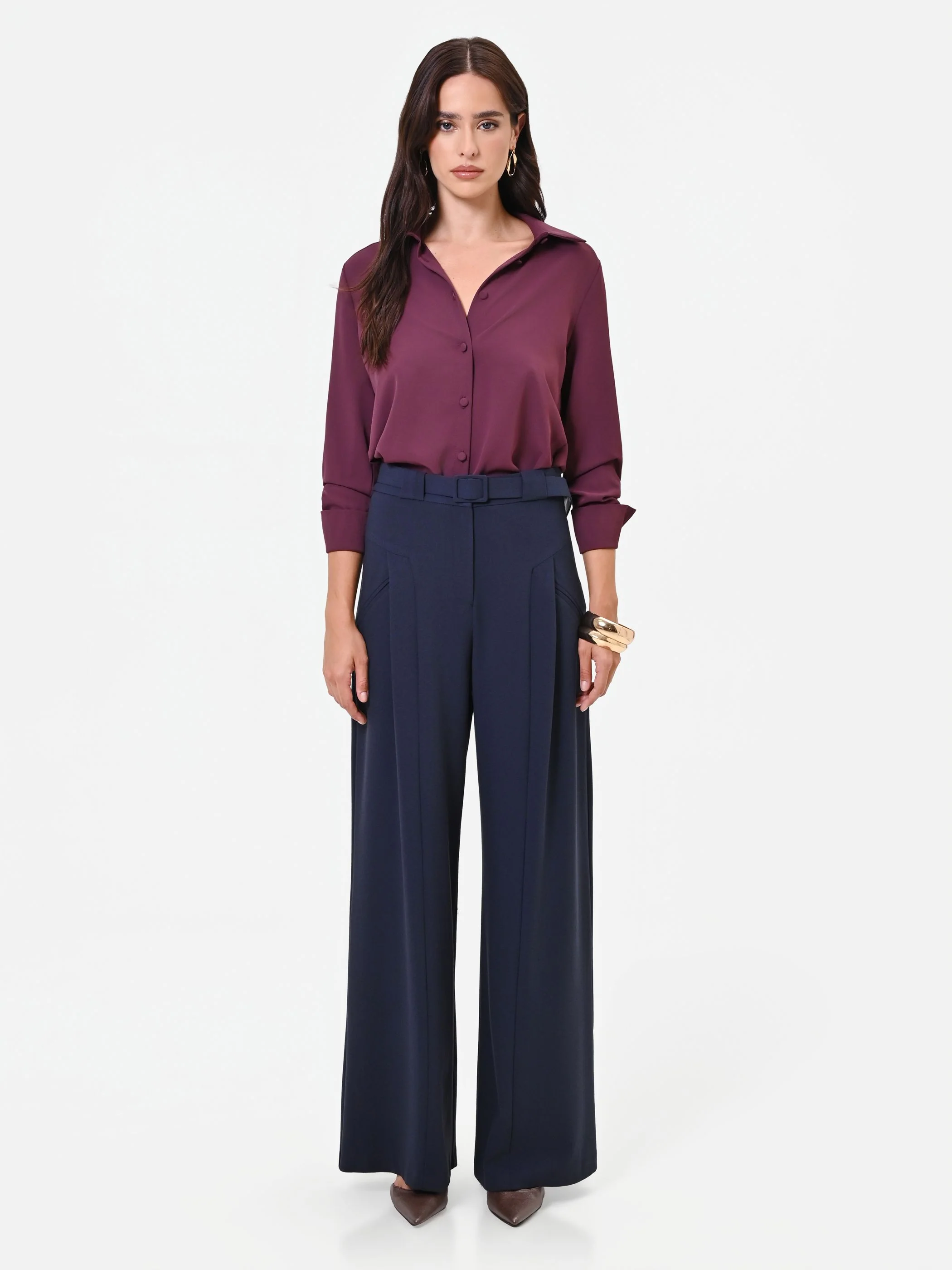 Pantalone palazzo blu navy