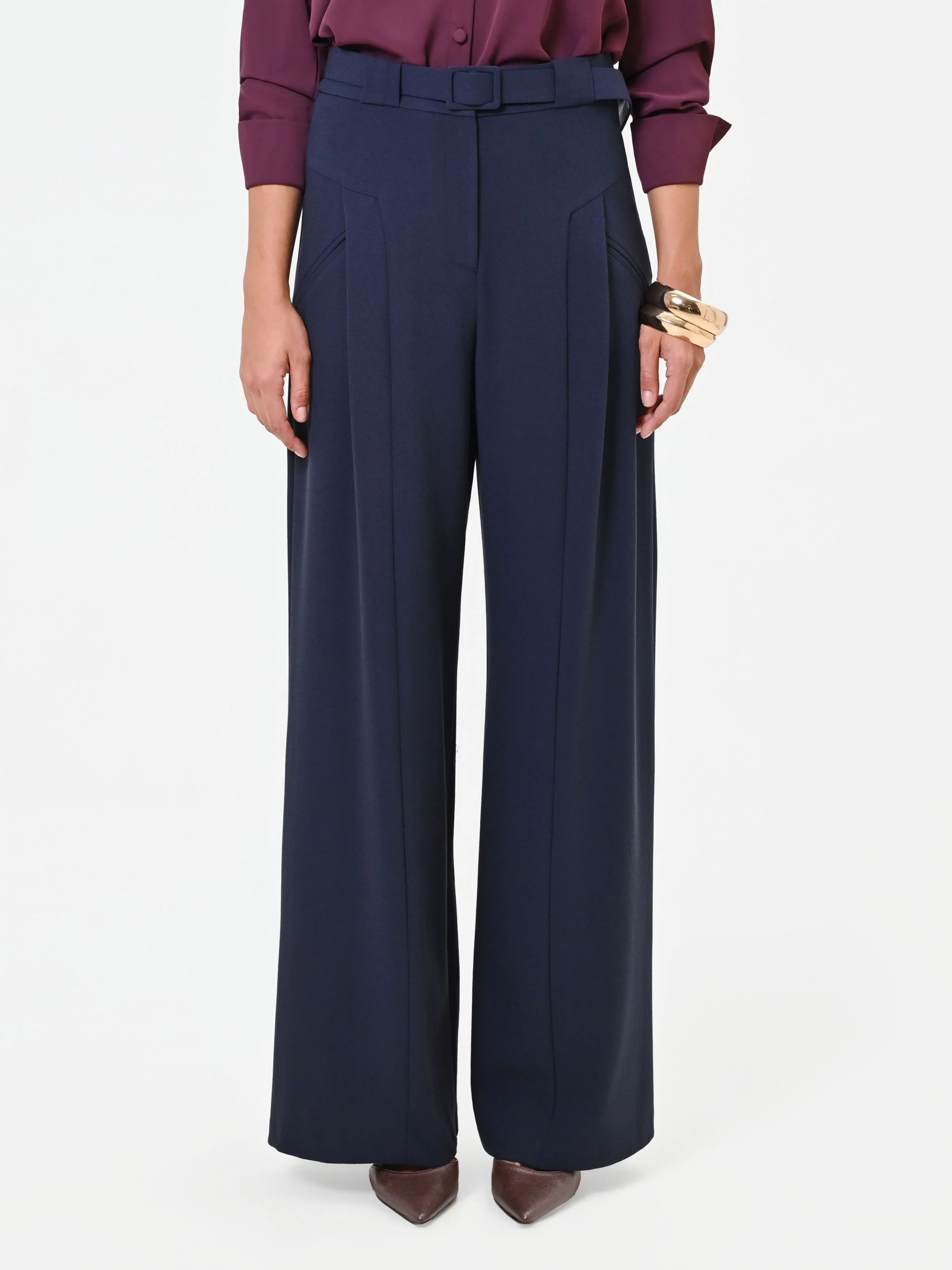 Pantalone palazzo blu navy - Image 2