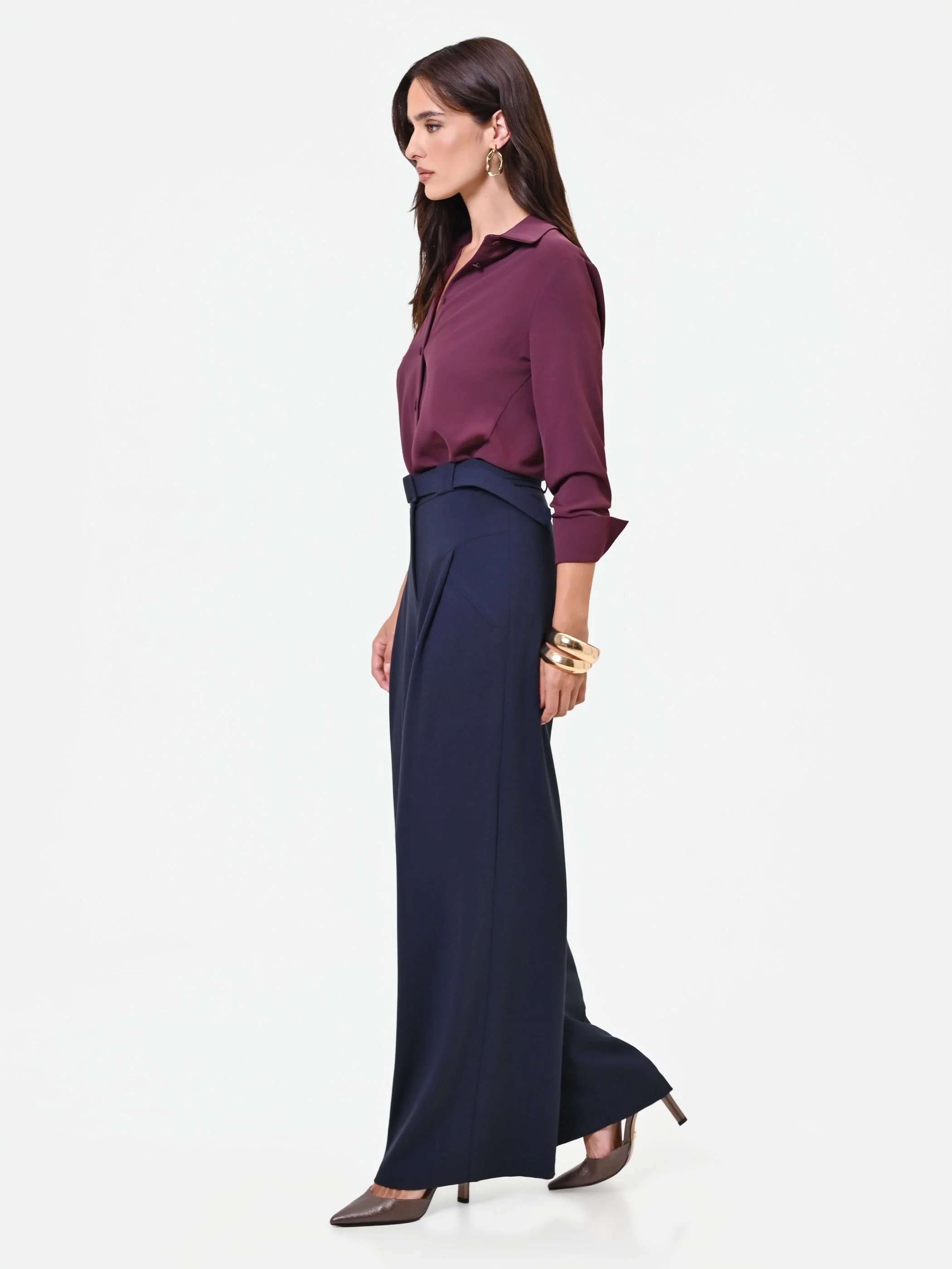Pantalone palazzo blu navy - Image 5