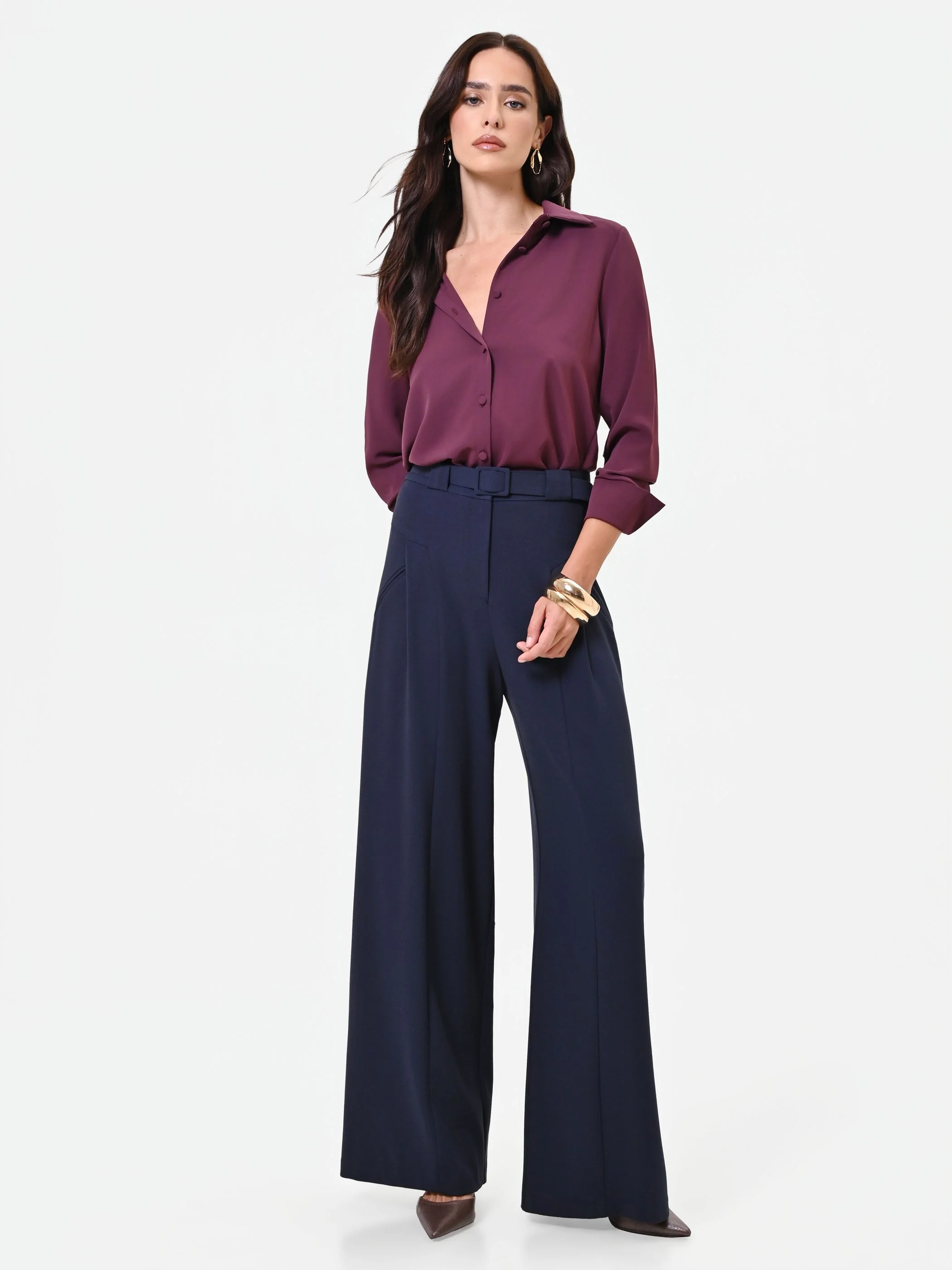 Pantalone palazzo blu navy - Image 6