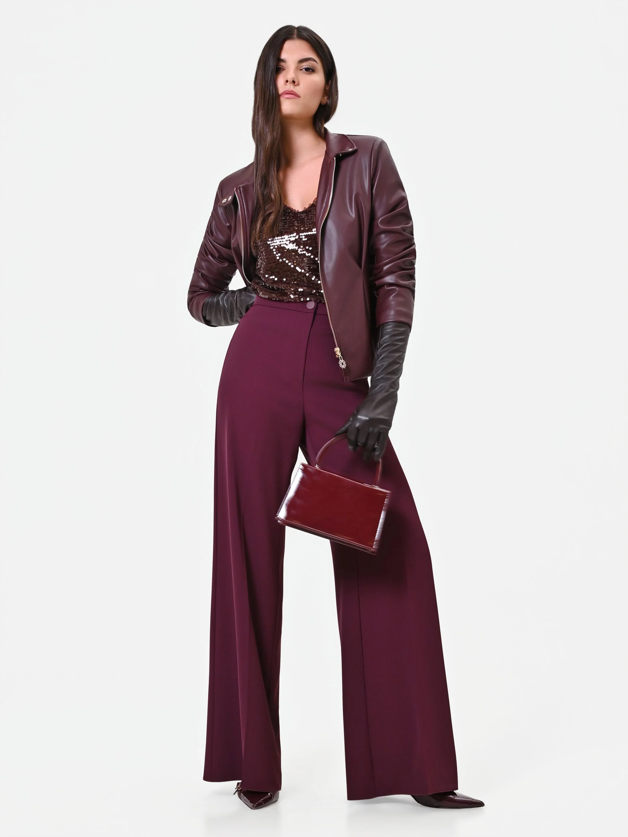 Pantalone palazzo bordeaux - Image 7