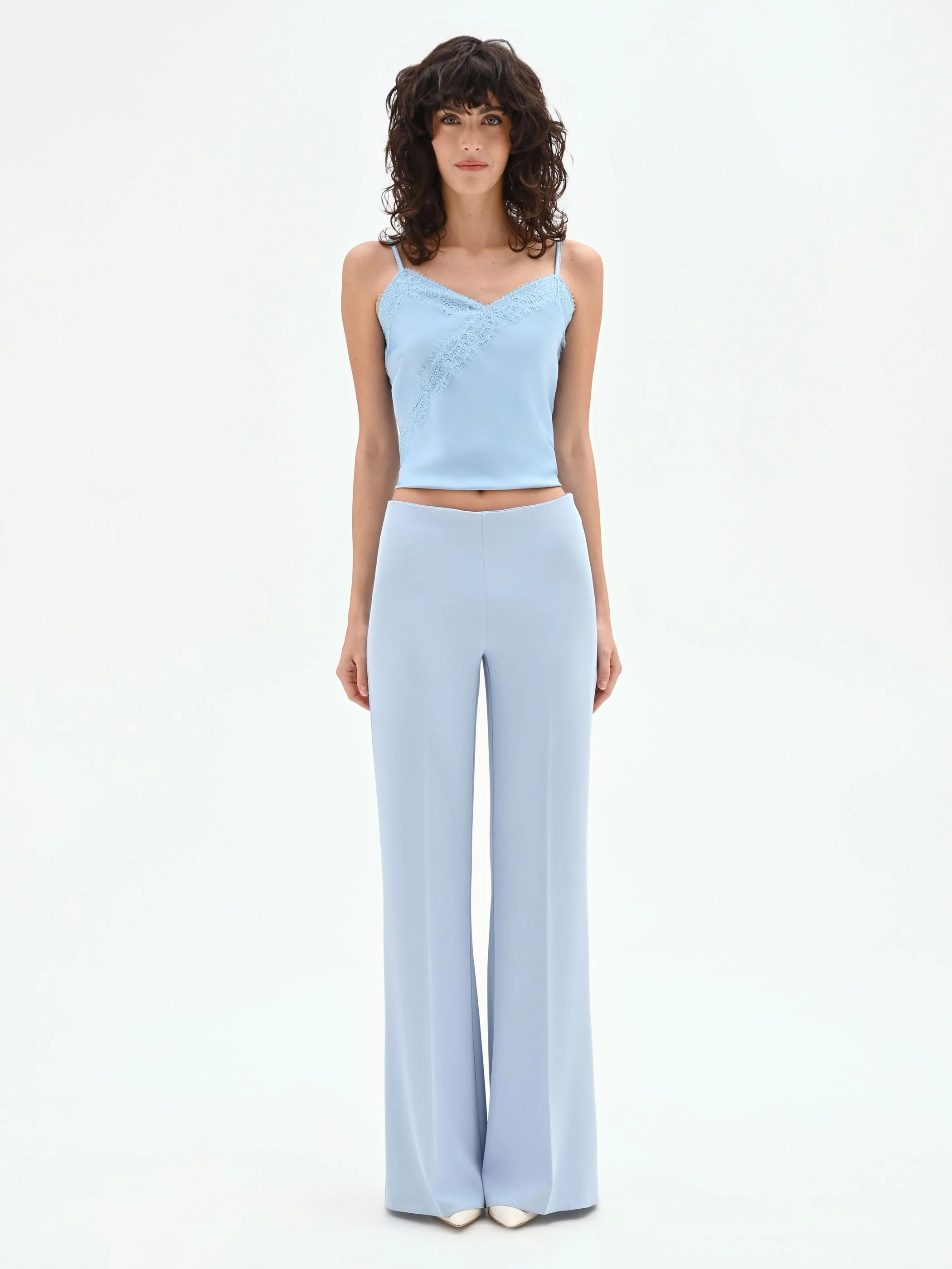 Pantalone palazzo cielo azzurro a vita alta
