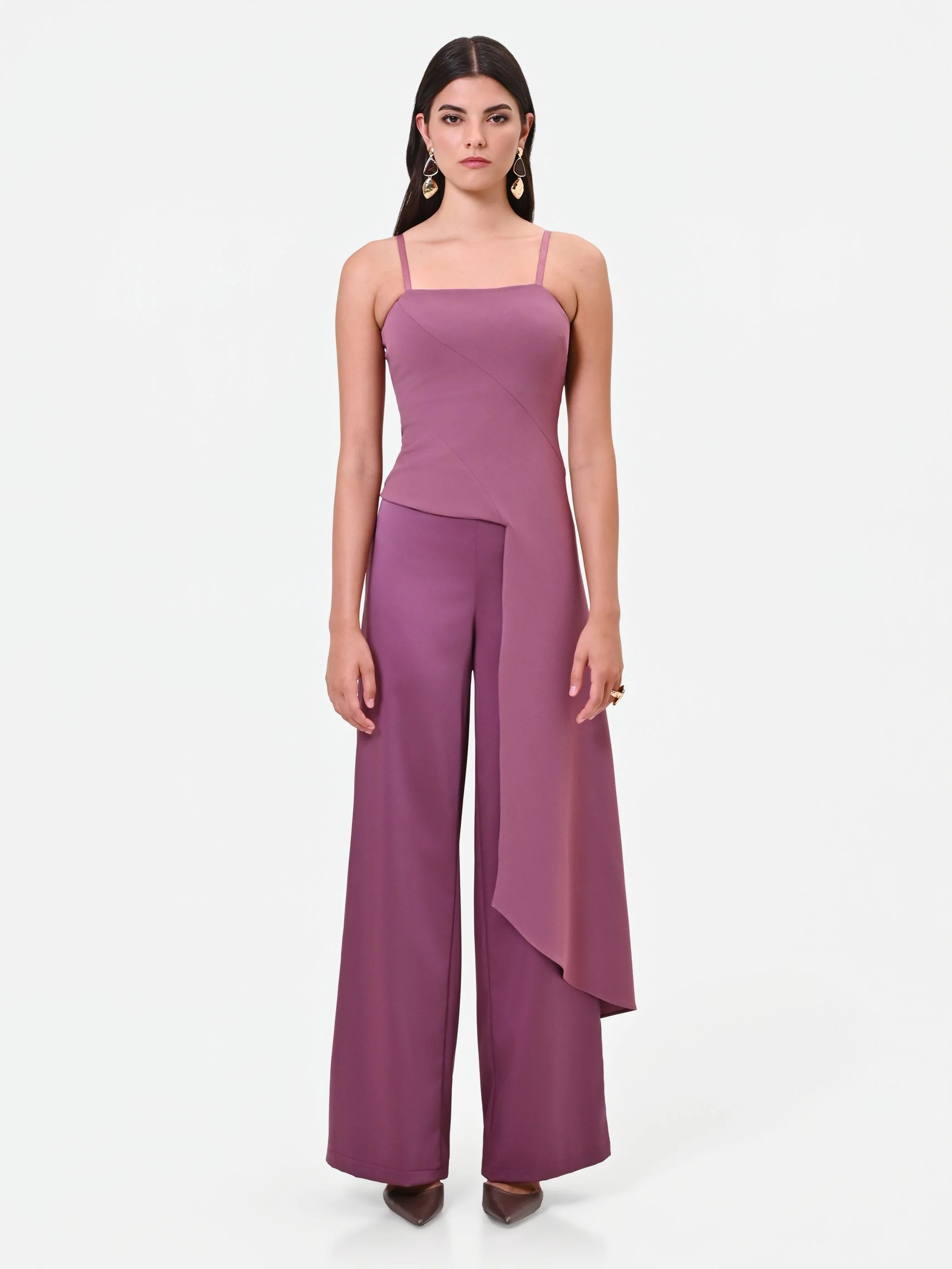 Pantalone palazzo in raso rosa antico Giorgia Palmas X Rinascimento