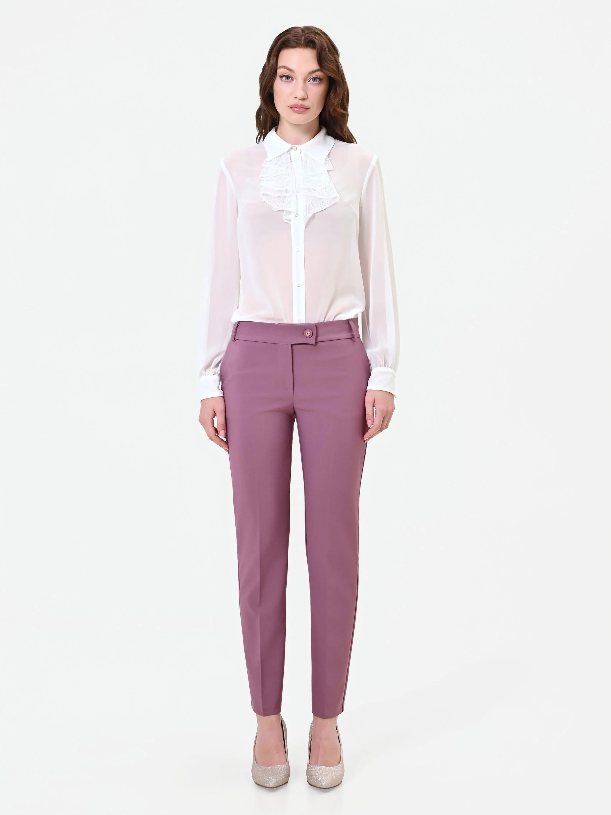 Pantalone rosa antico a sigaretta