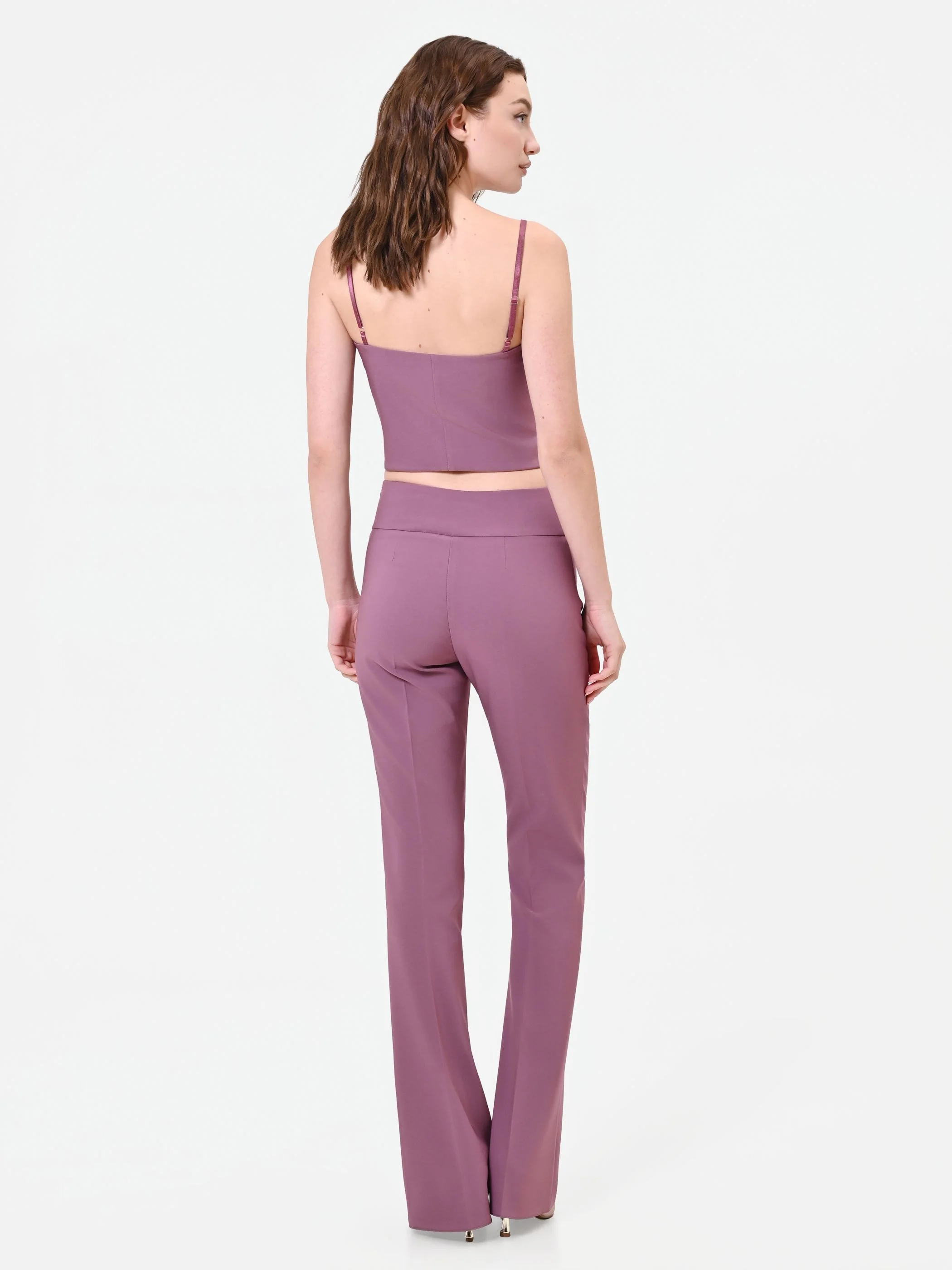 Pantalone rosa antico a vita alta - Image 3