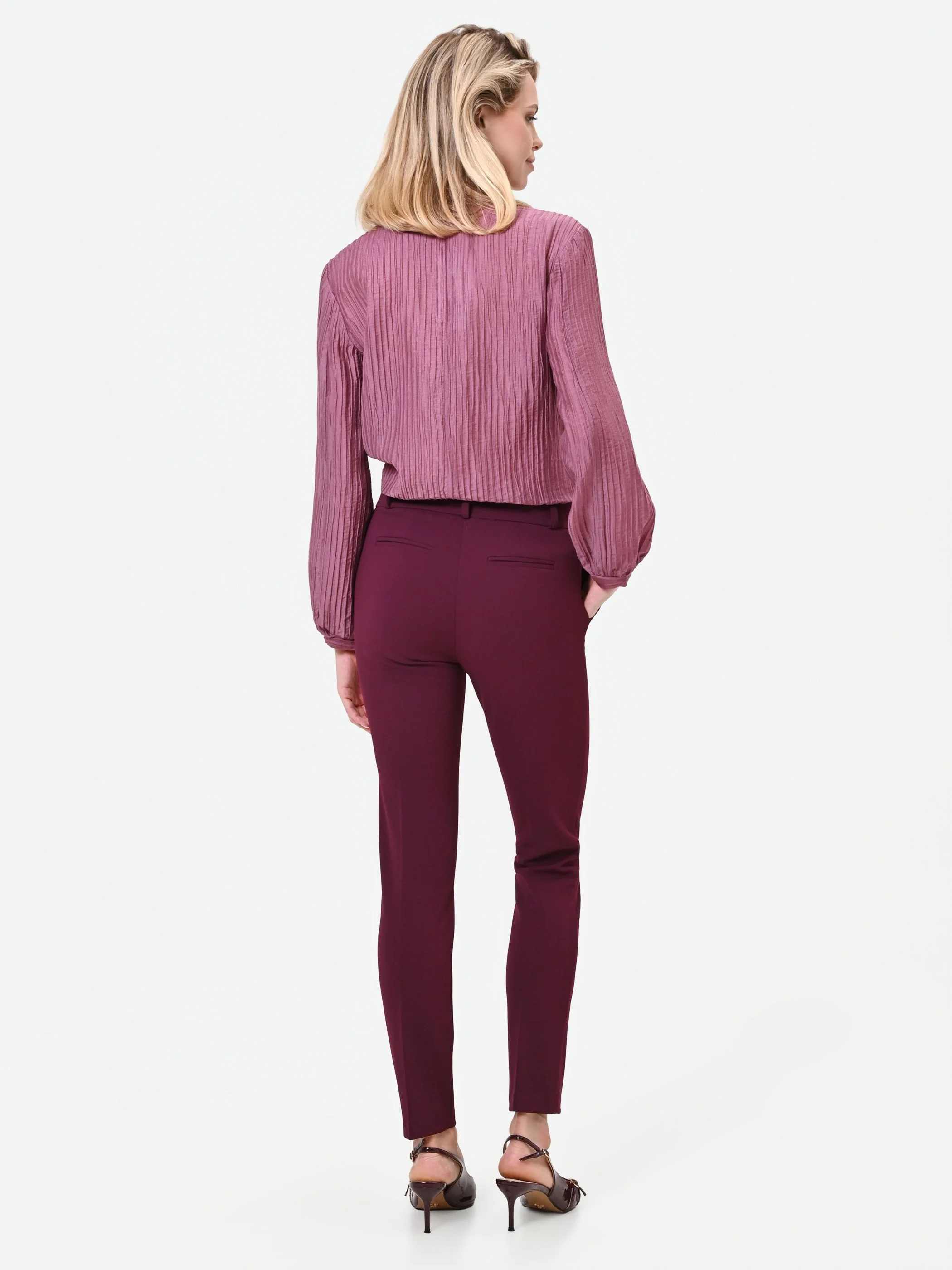 Pantalone skinny bordeaux rosso - Image 3