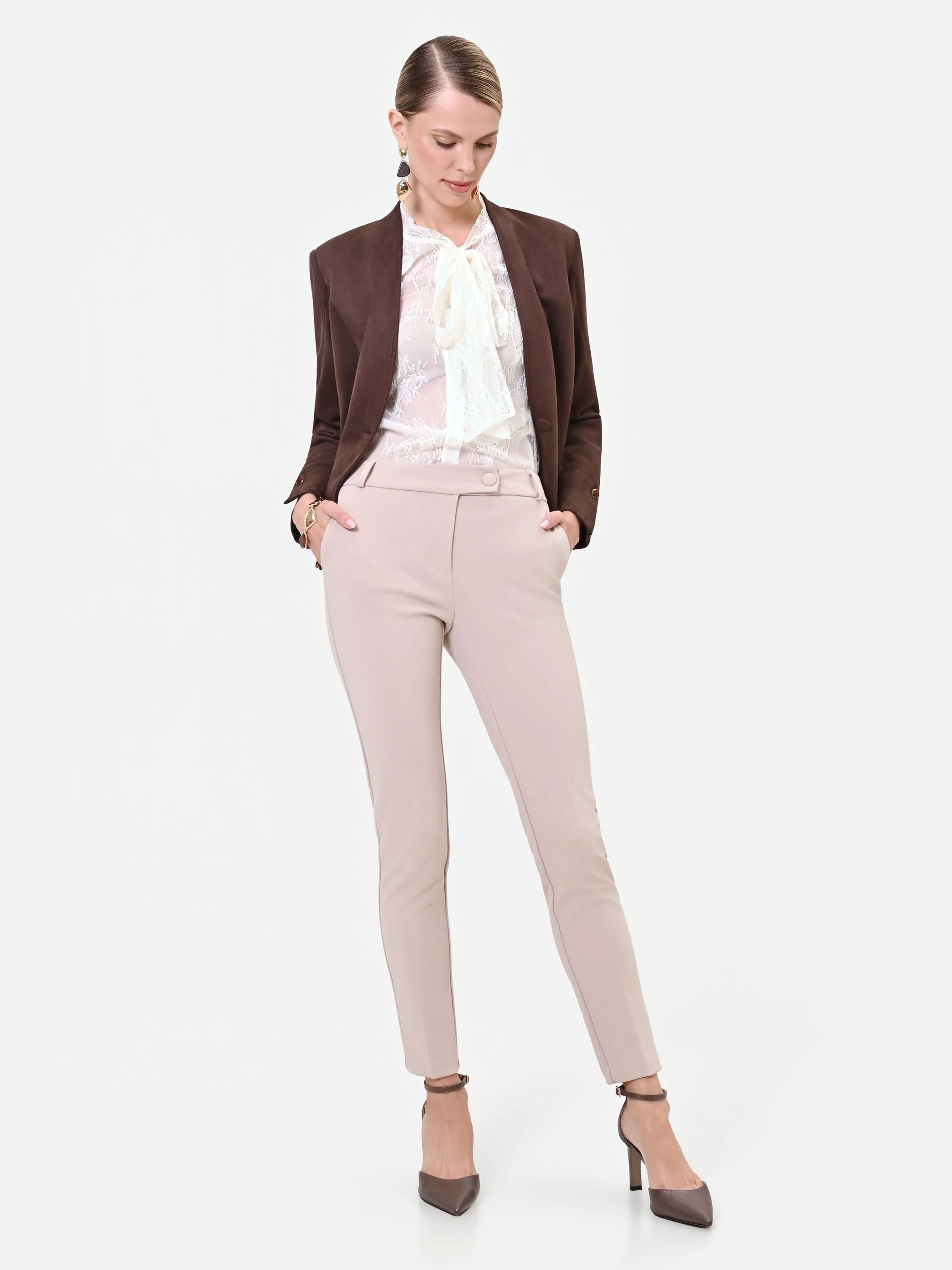 Pantalone skinny tortora beige - Image 6