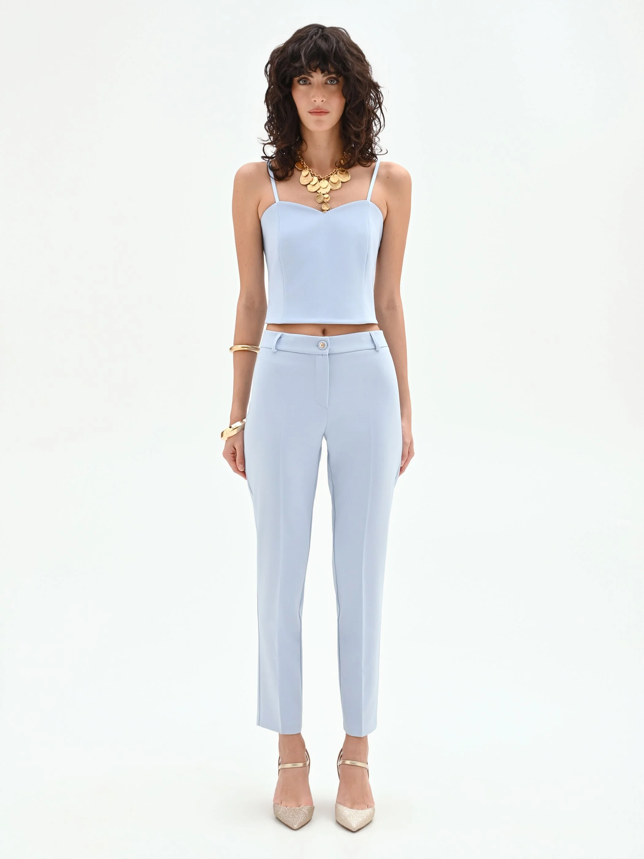 Pantalone slim cielo azzurro