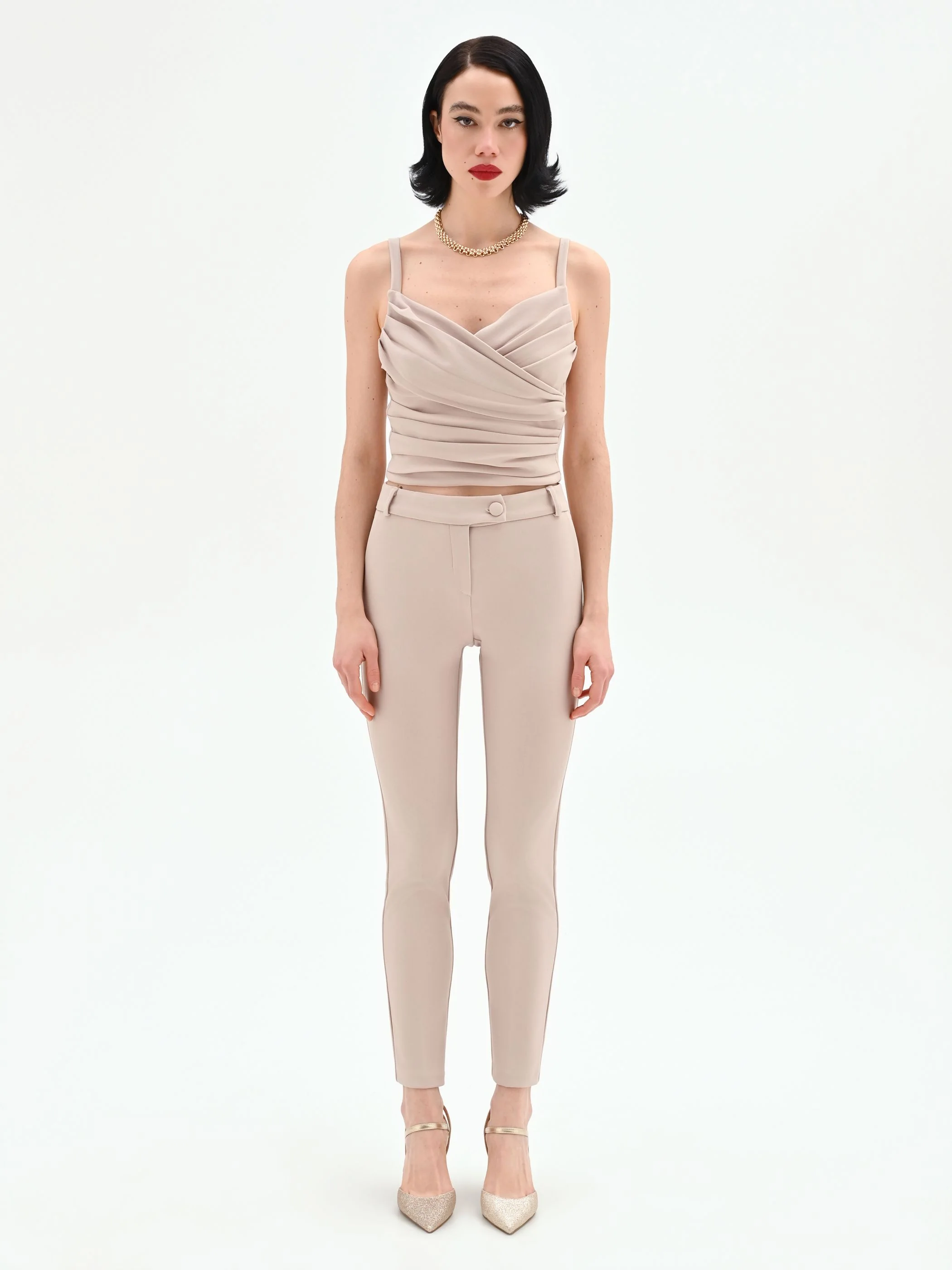Pantalone tortora beige skinny