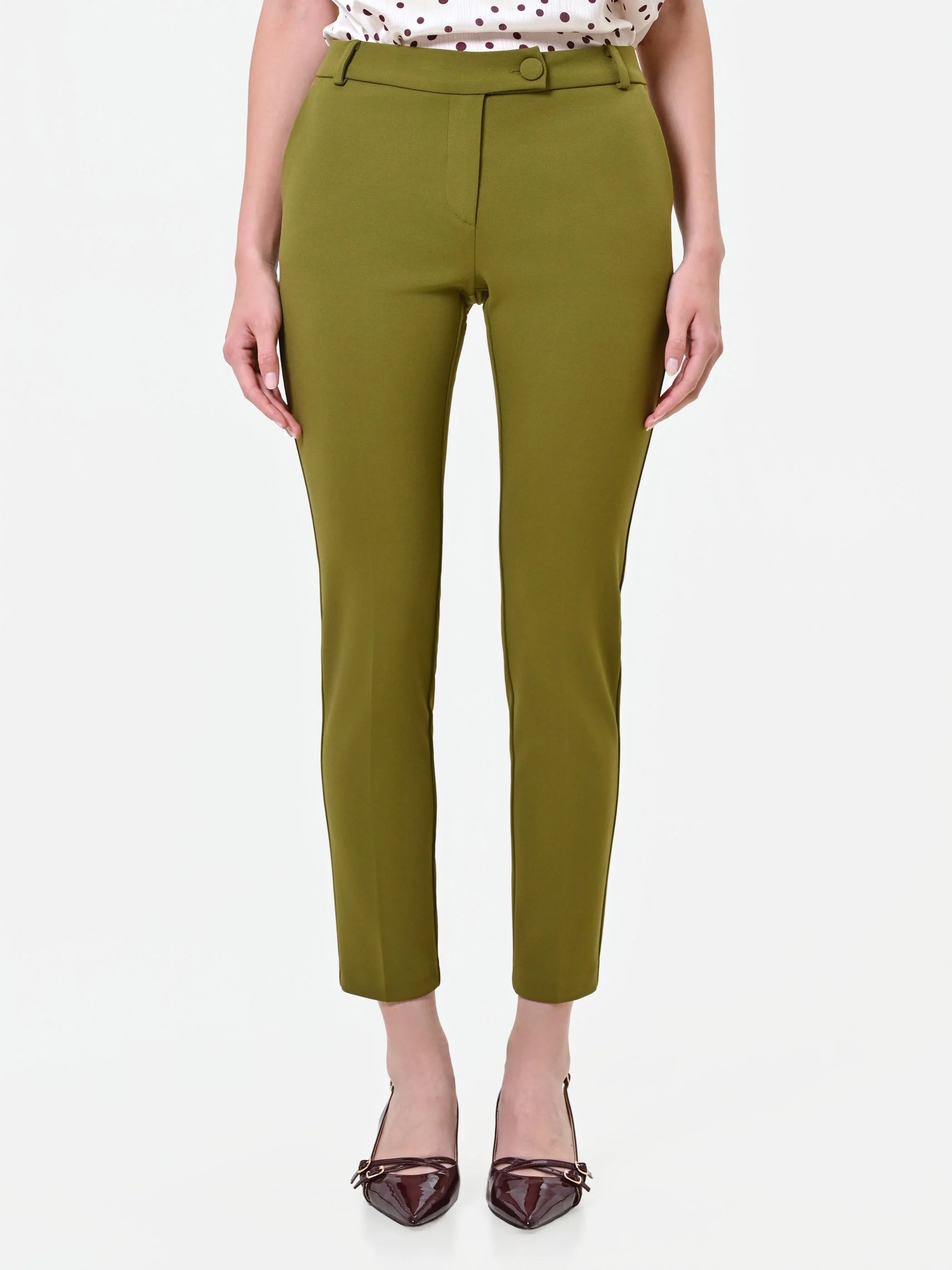 Pantaloni a sigaretta verde olio - Image 3