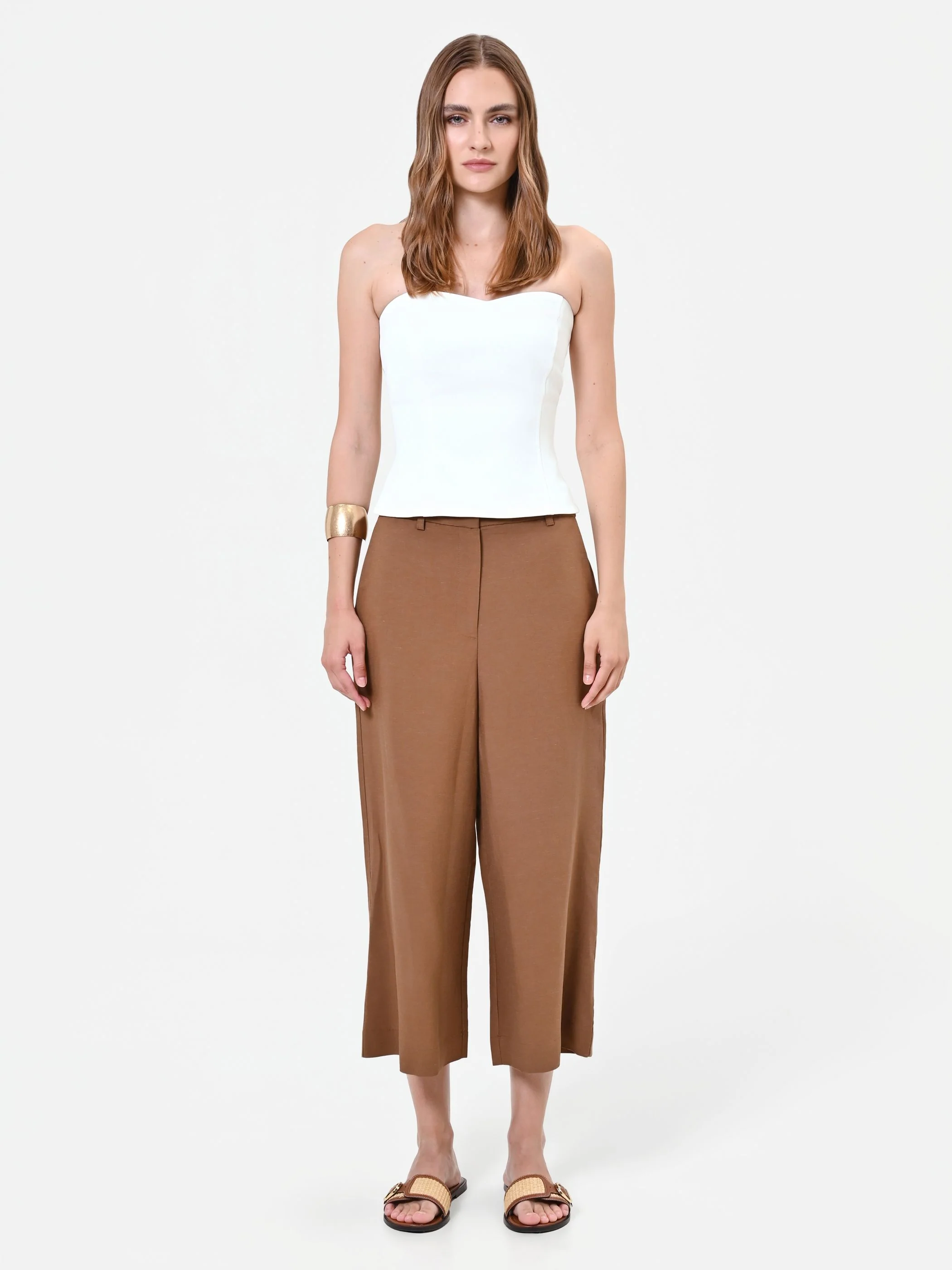 Pantaloni in Viscosa Marrone - Image 2