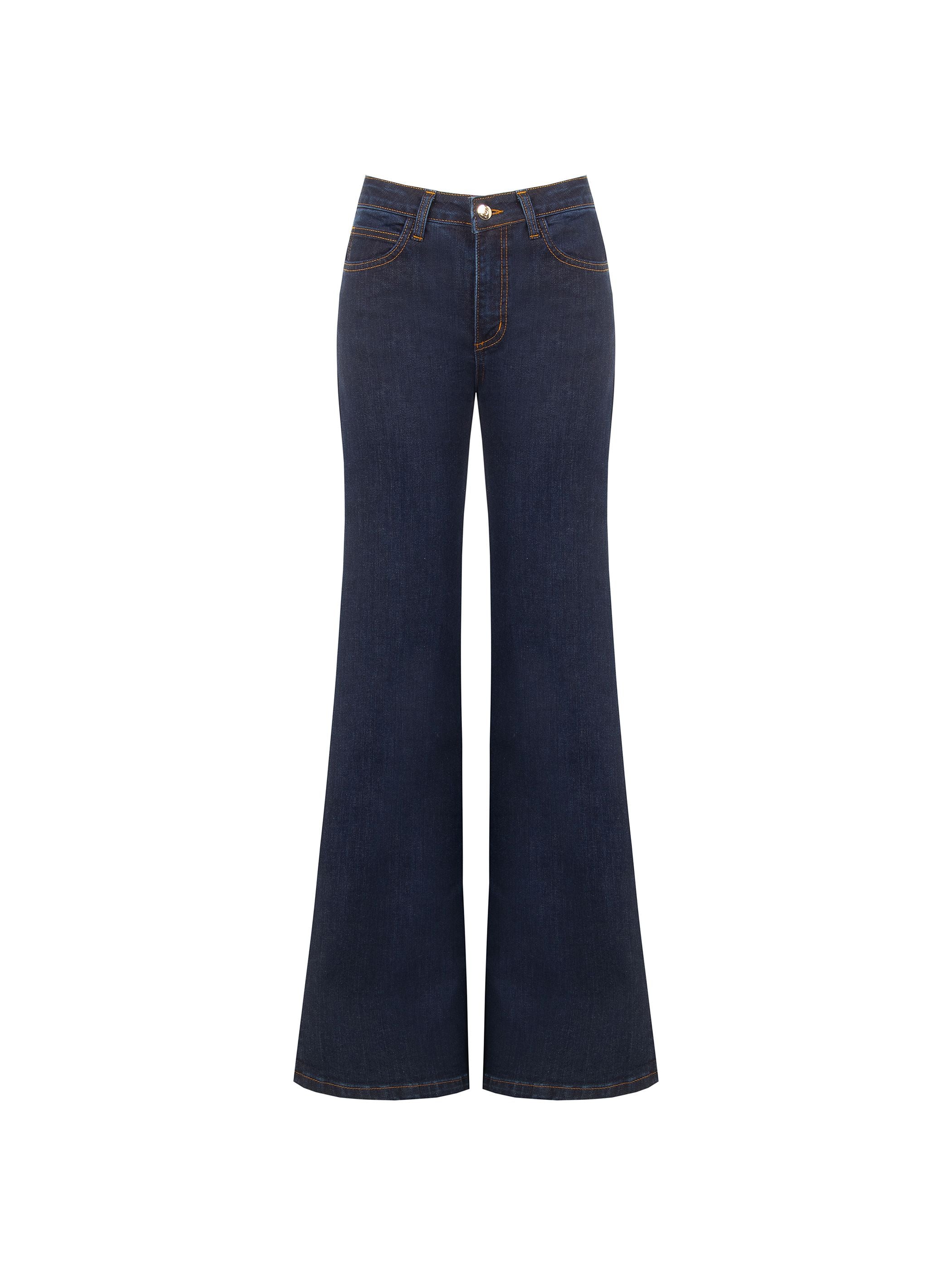 Pantaloni jeans blu navy a palazzo - Image 6