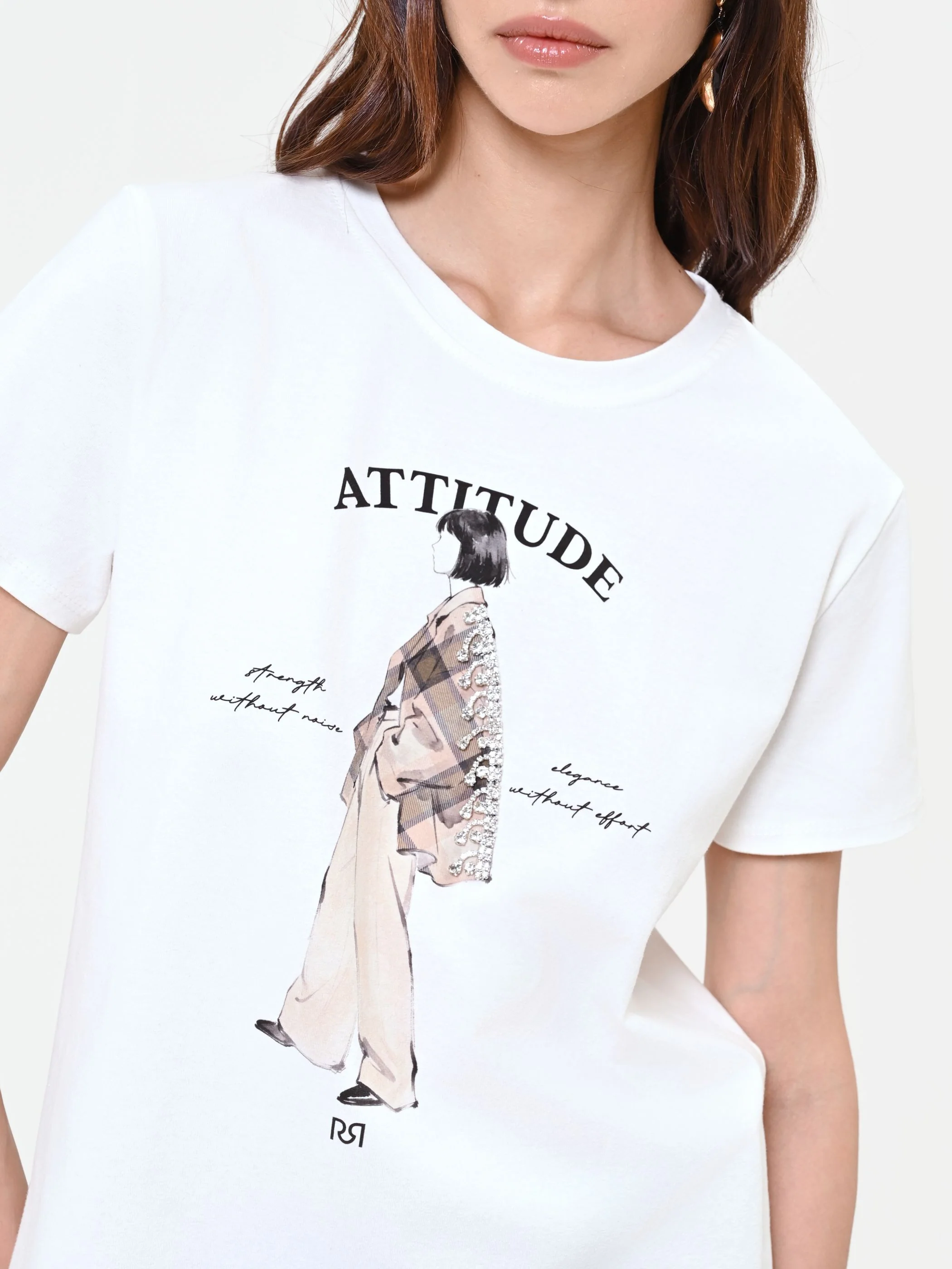 T-shirt panna con stampa grafica "Attitude" - Image 3