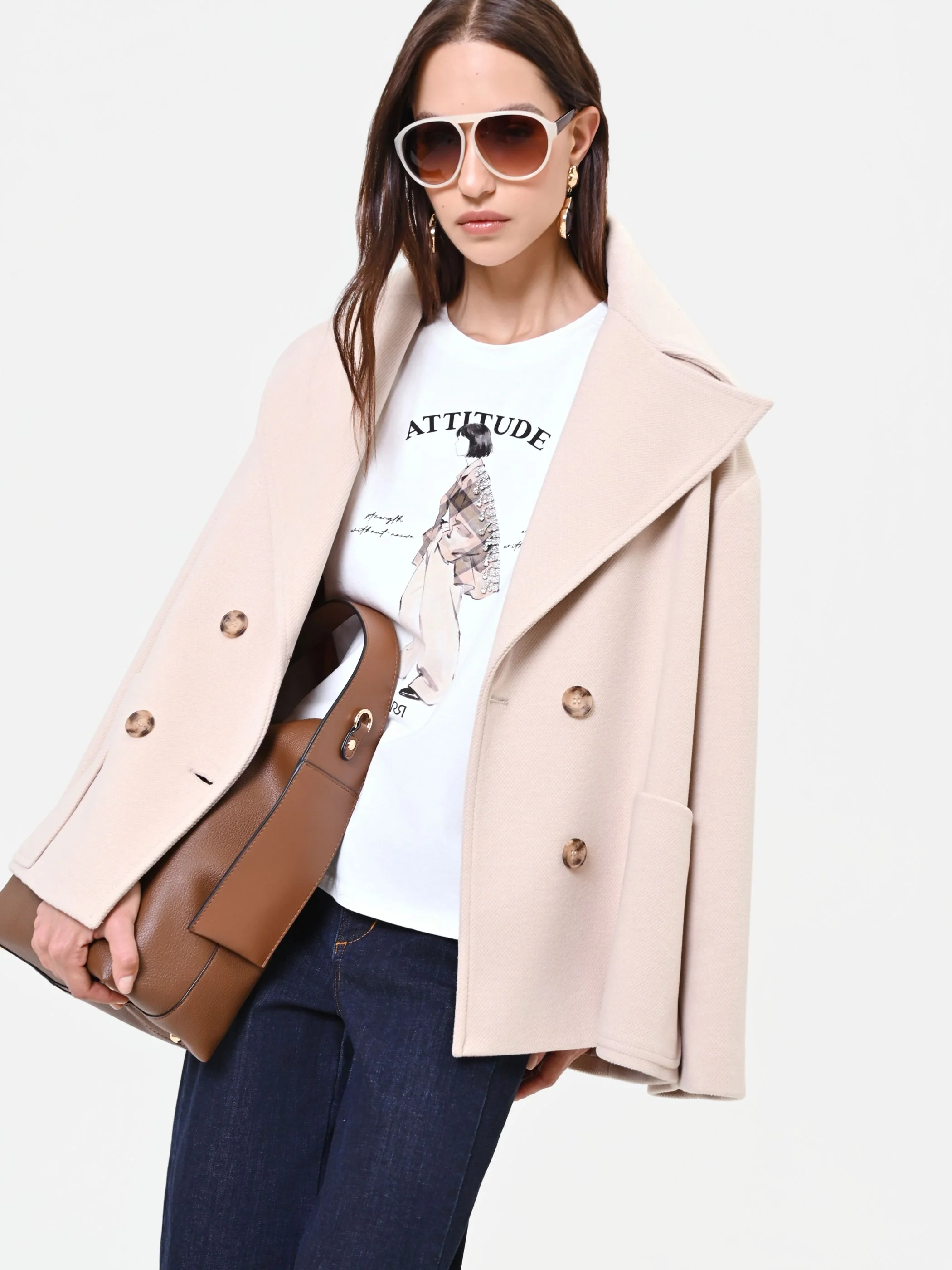 T-shirt panna con stampa grafica "Attitude" - Image 6
