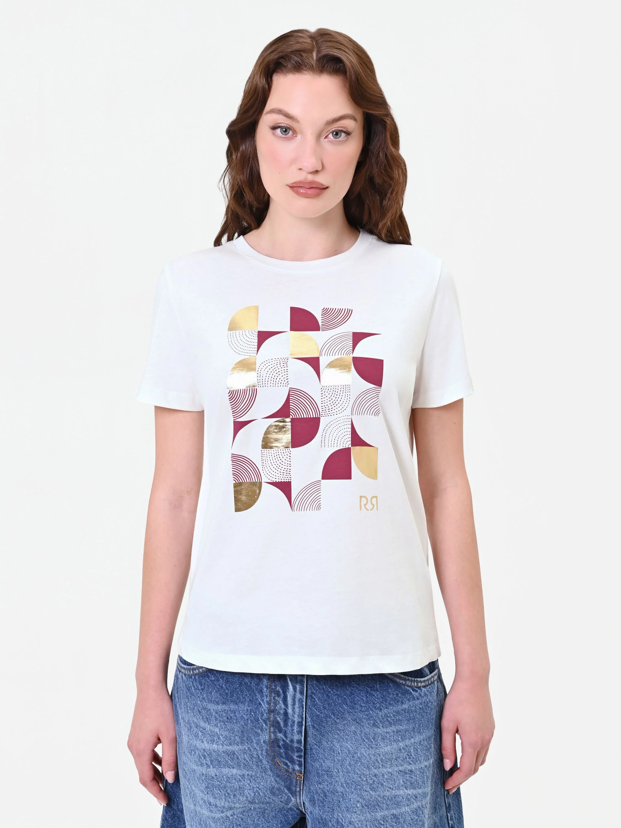 T-shirt panna con stampa grafica laminata - Image 4
