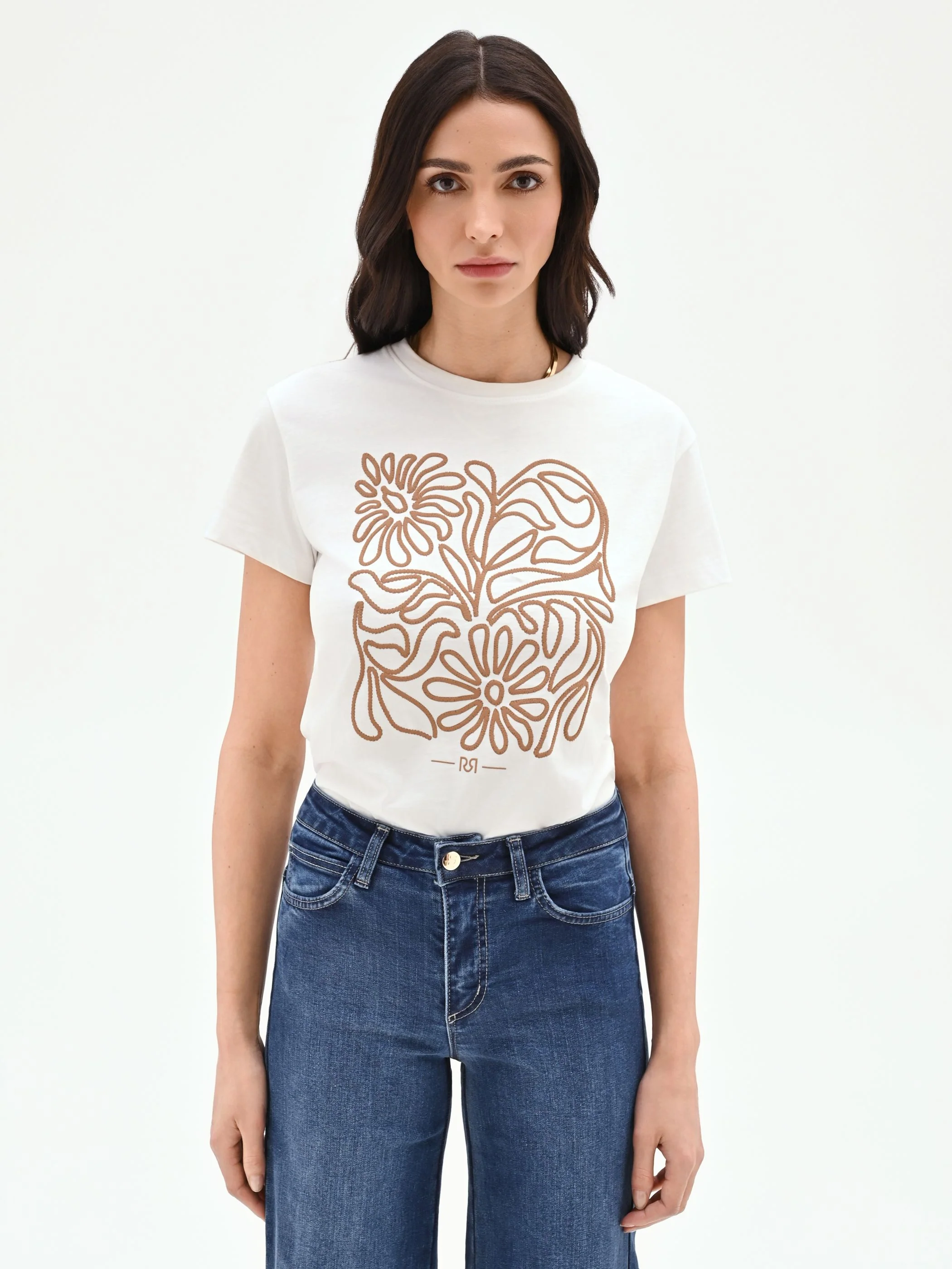 T-shirt panna con stampa grafica