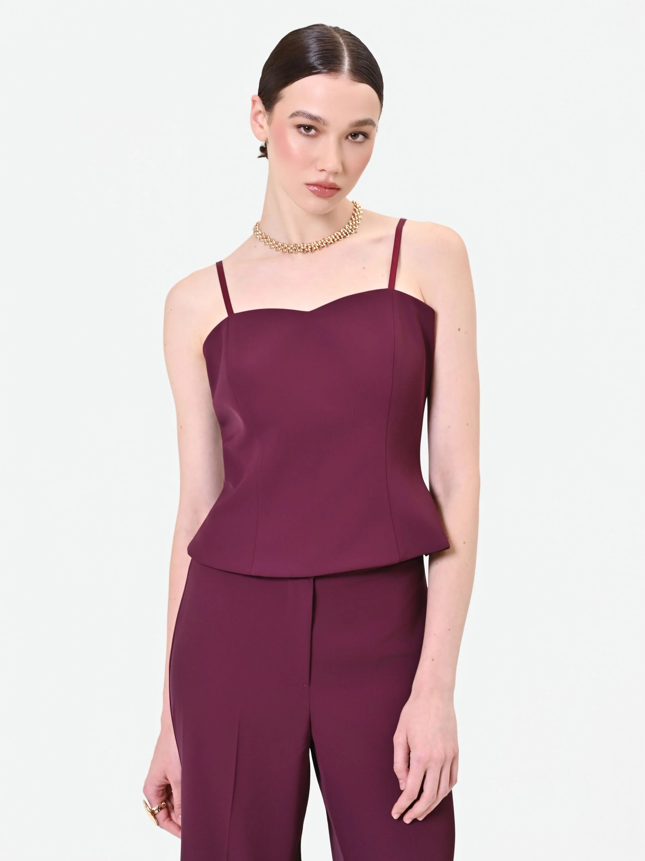 Top bordeaux con scollo a cuore - Image 4