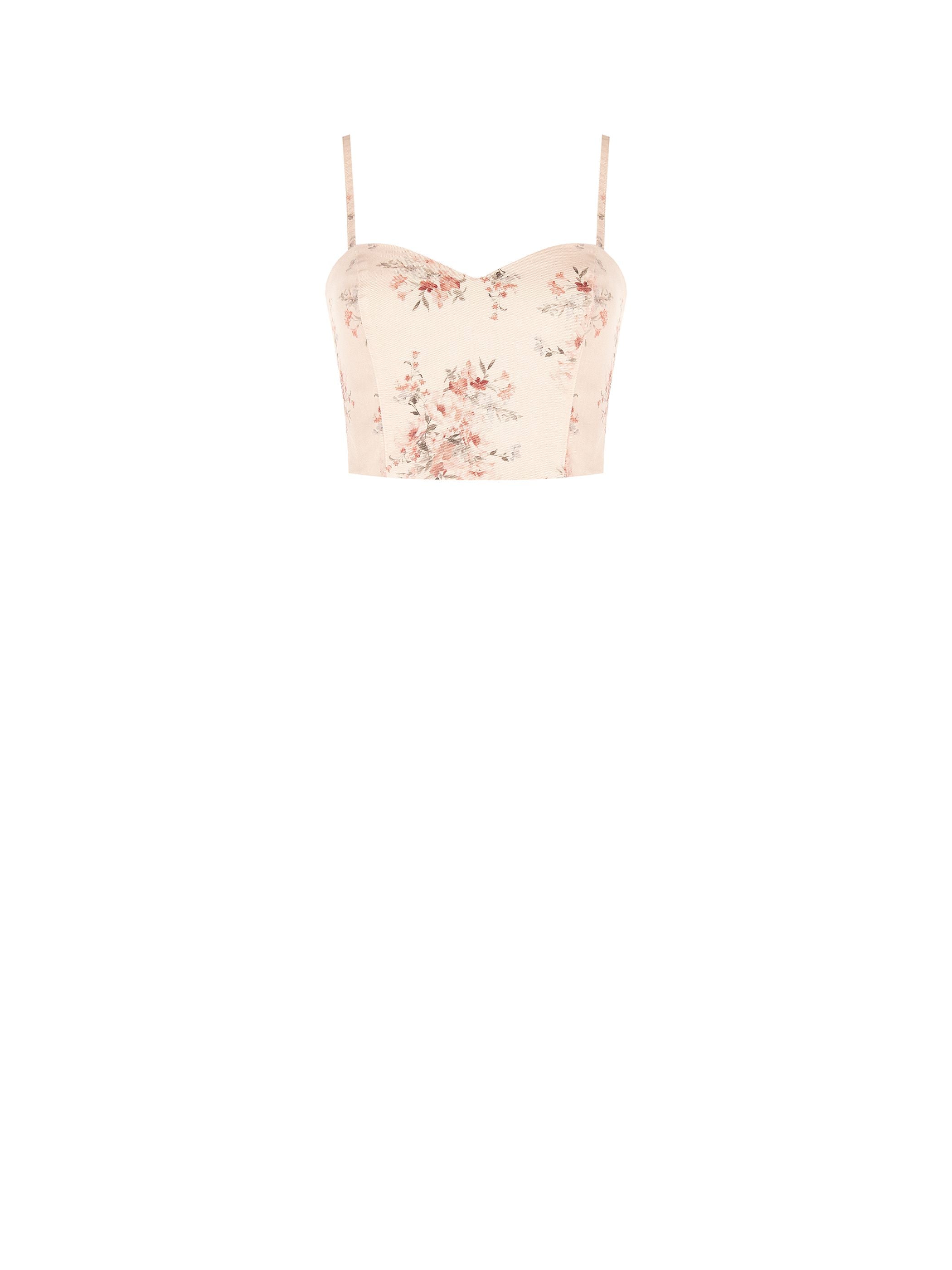 Top bustier in denim stampa floreale - Image 6