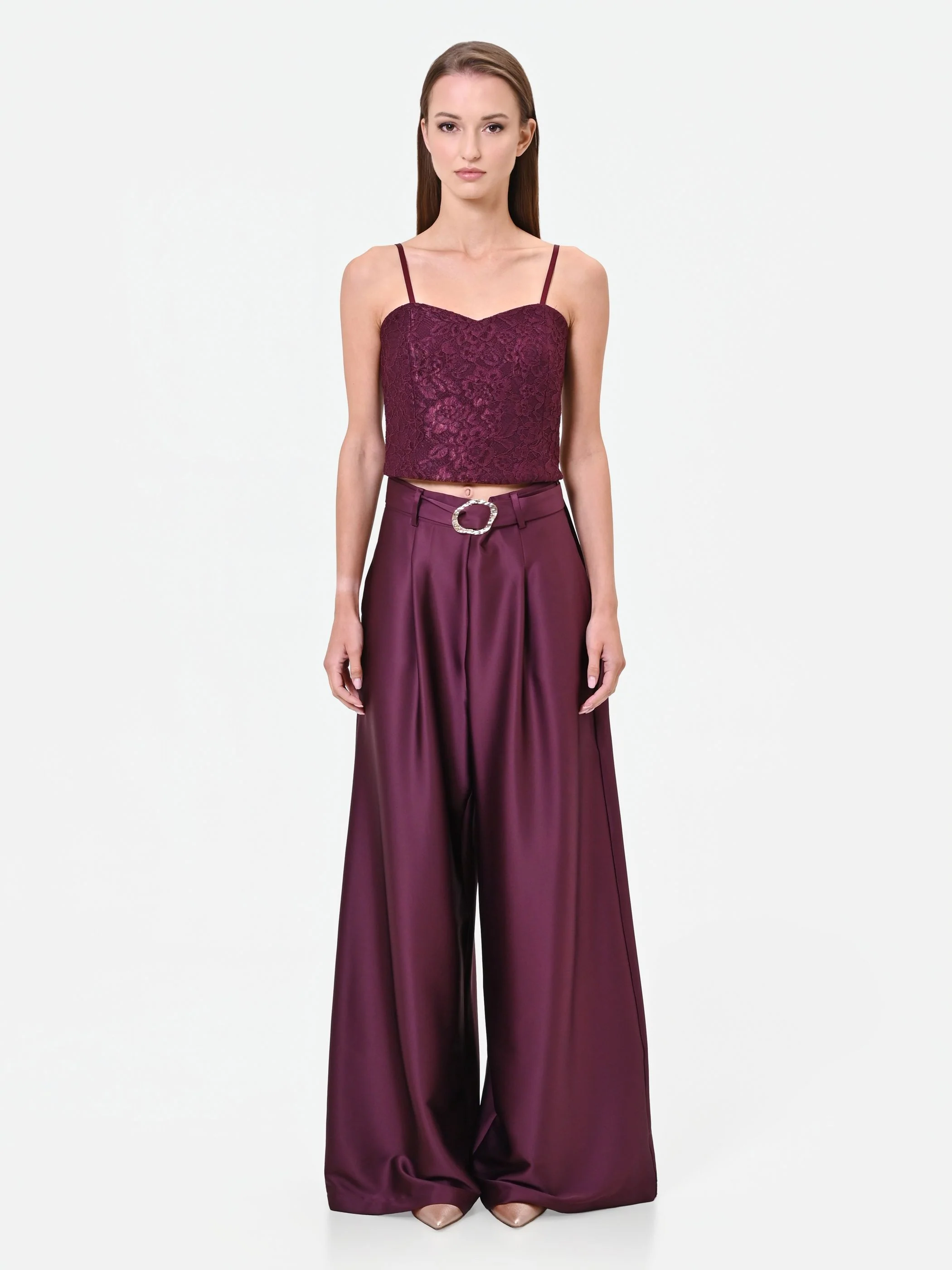 Top bustier in pizzo bordeaux rosso - Image 3