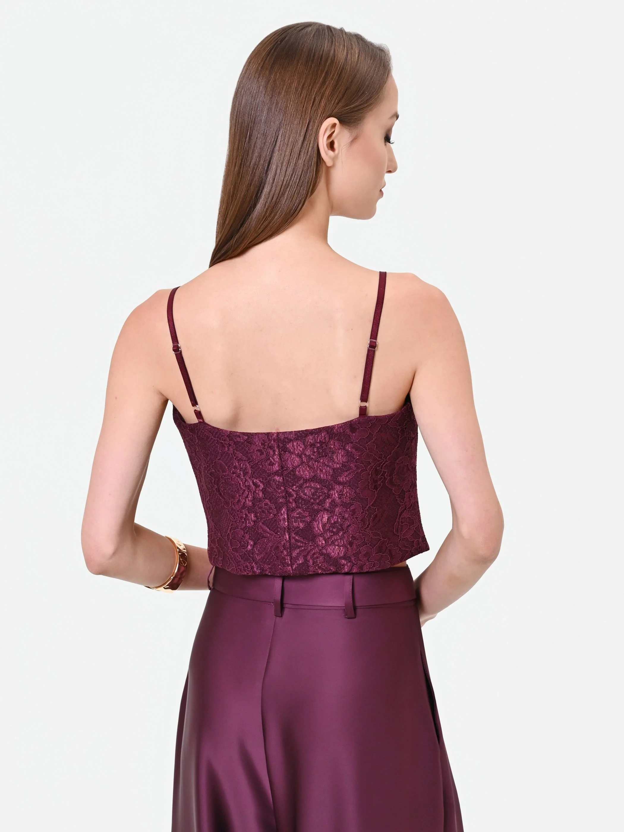 Top bustier in pizzo bordeaux rosso - Image 4