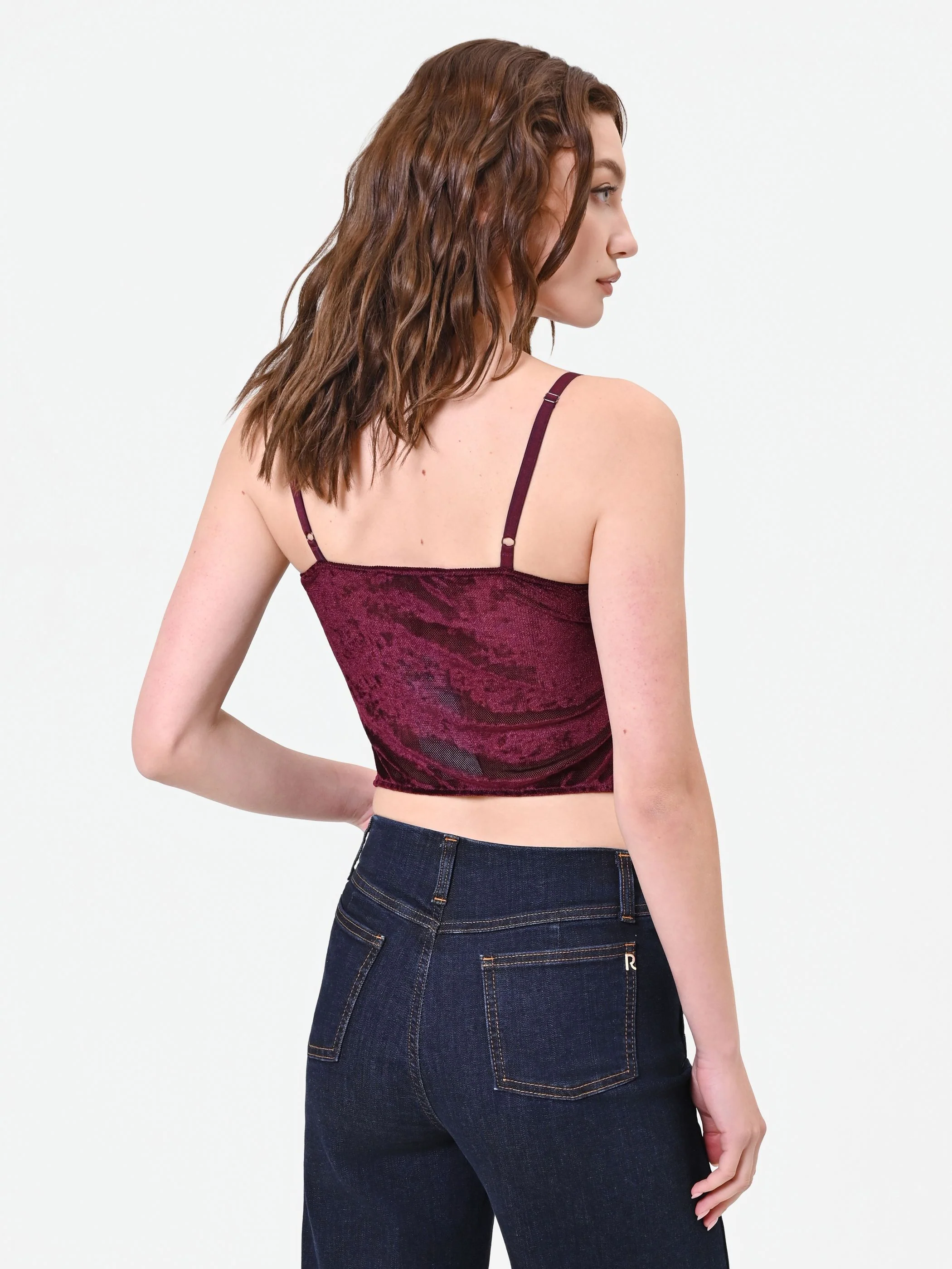 Top corsetto bordeaux in velluto - Image 3