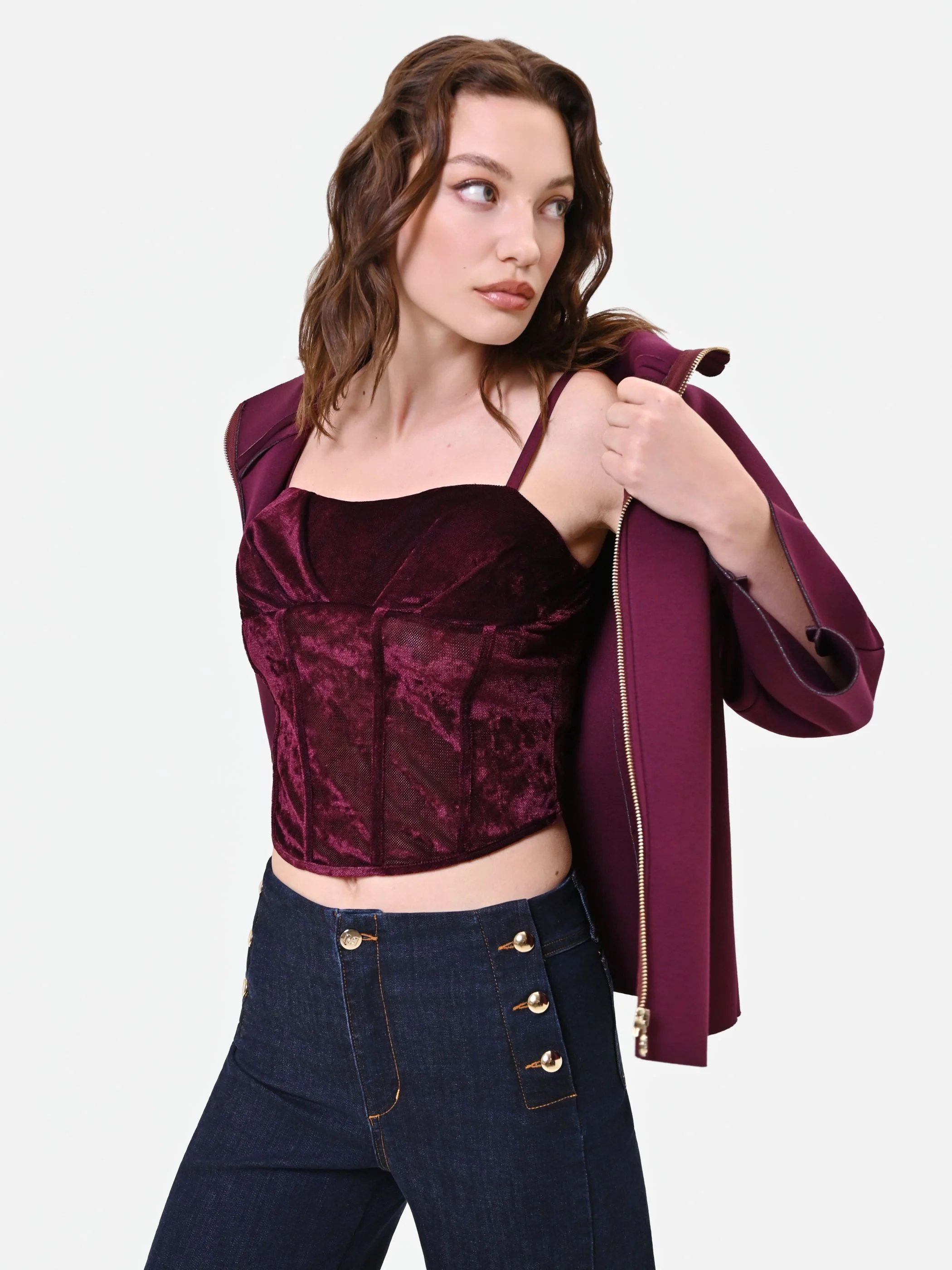Top corsetto bordeaux in velluto - Image 7