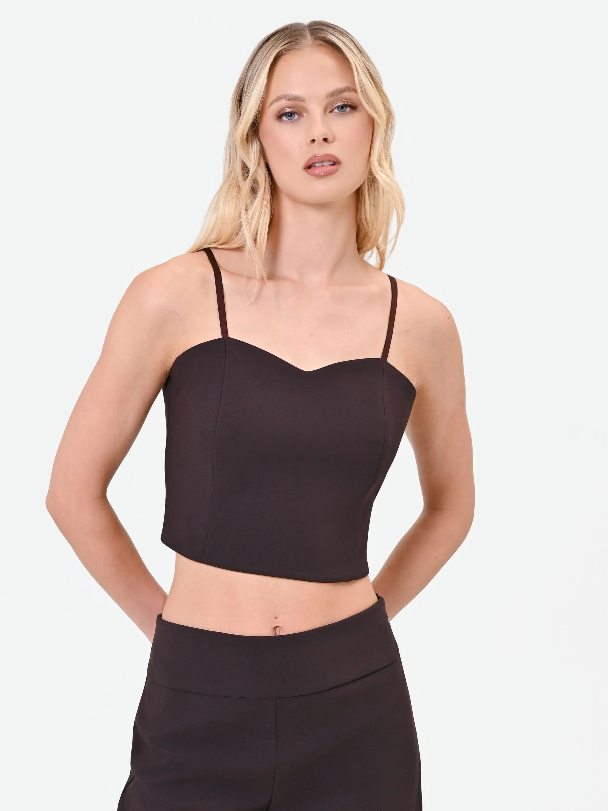 Top corto moro marrone con scollo a cuore - Image 5
