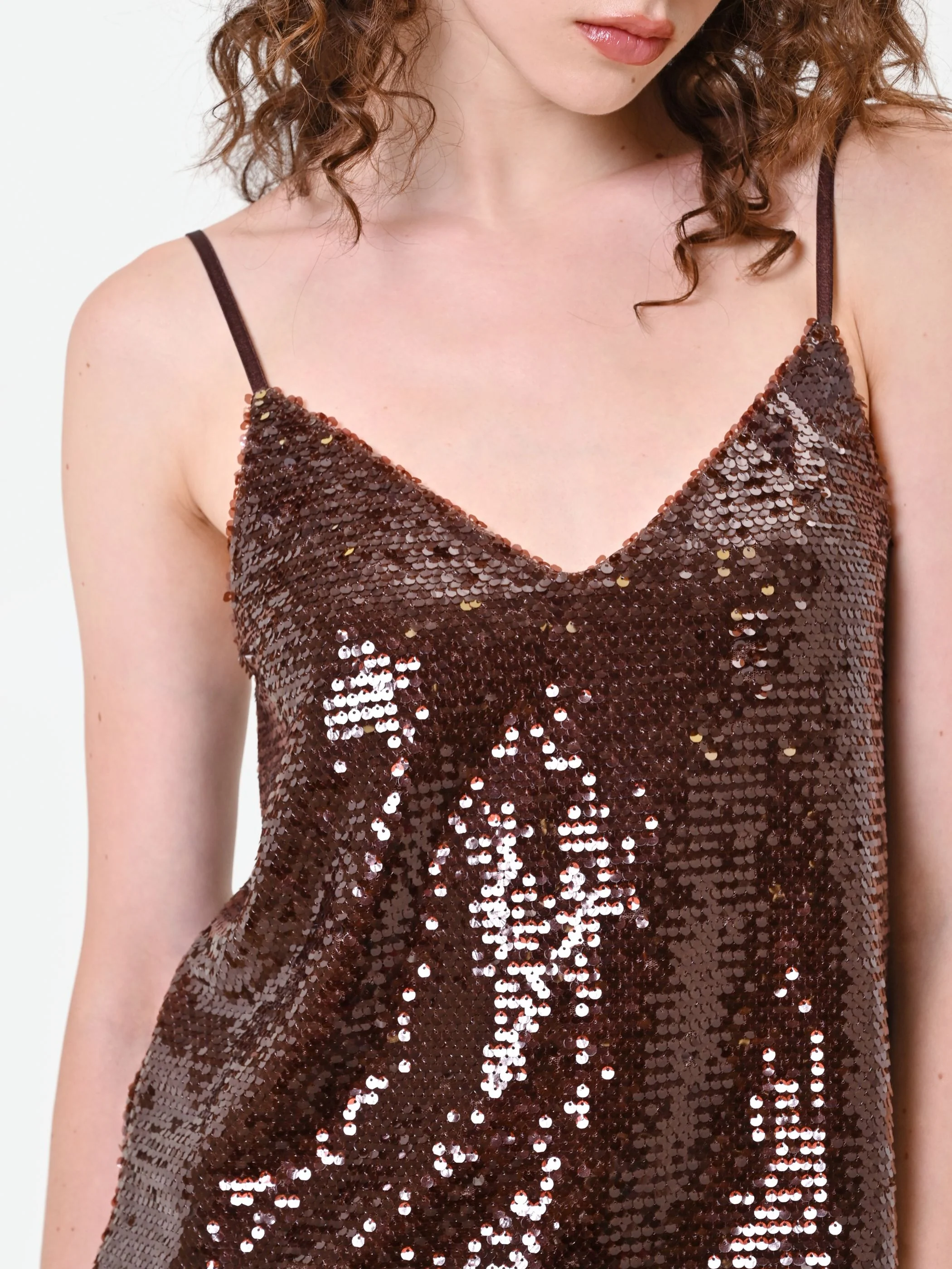 Top in paillettes moro marrone - Image 4