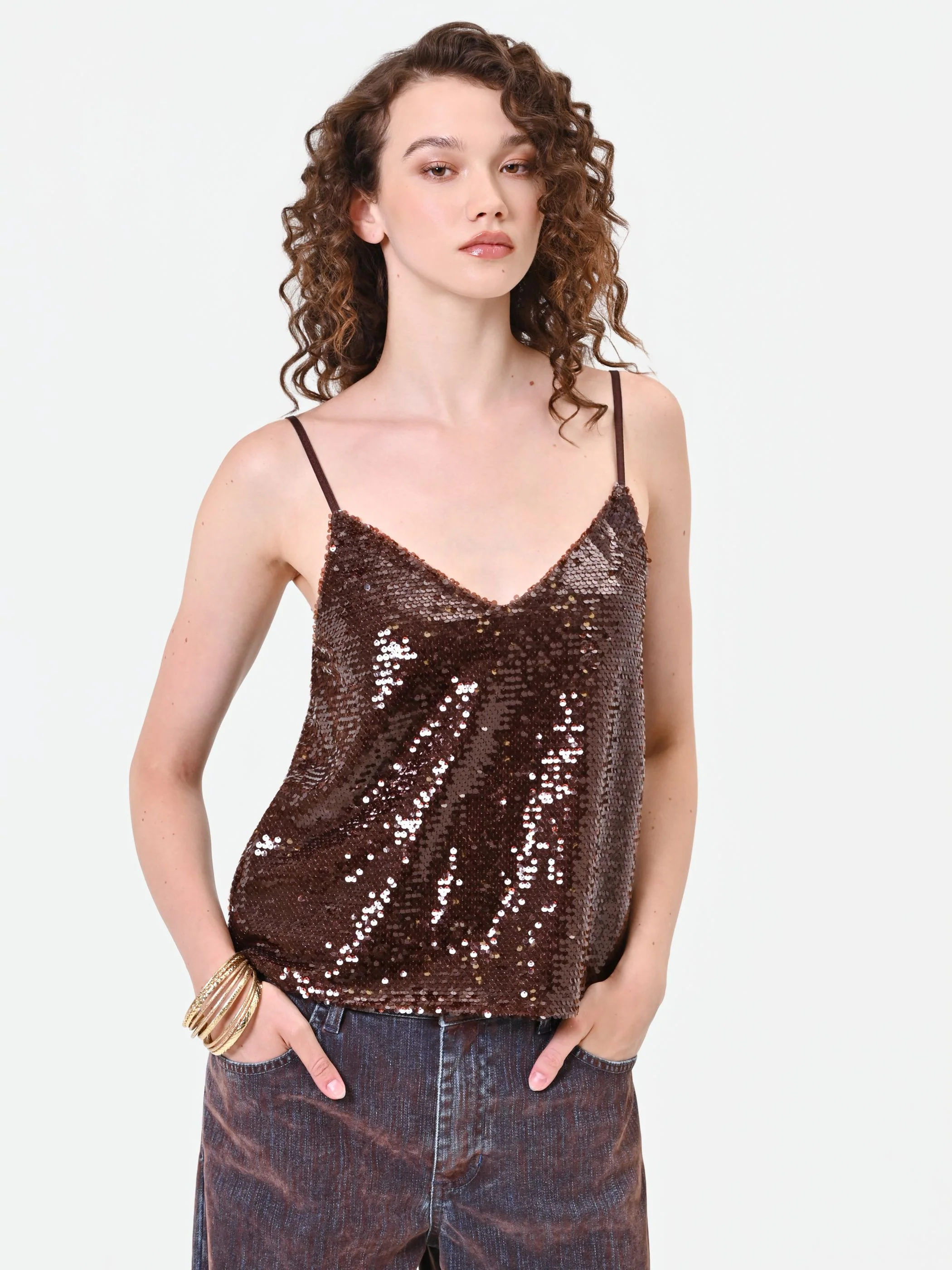 Top in paillettes moro marrone - Image 5