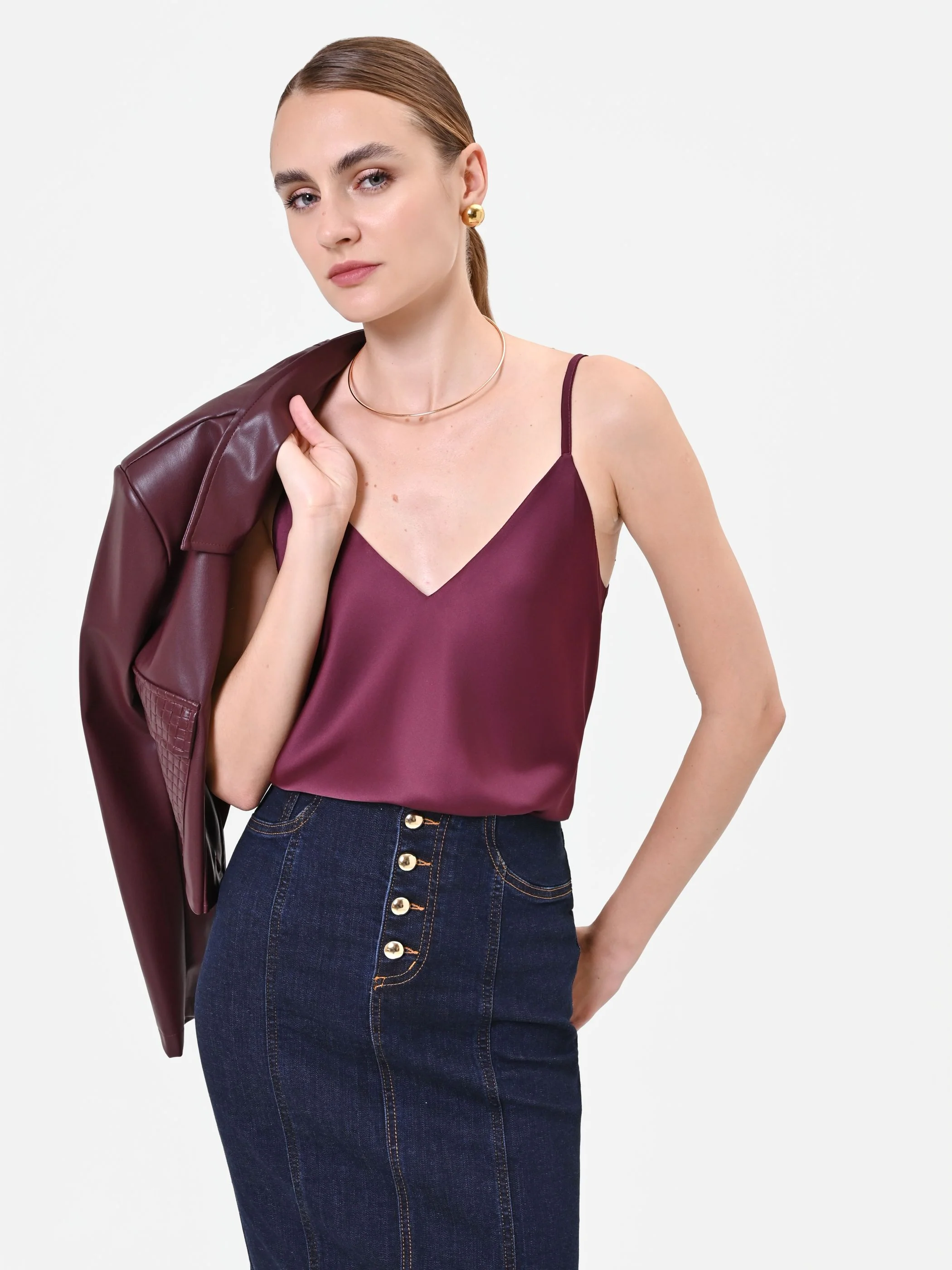Top lingerie in raso bordeaux rosso - Image 7