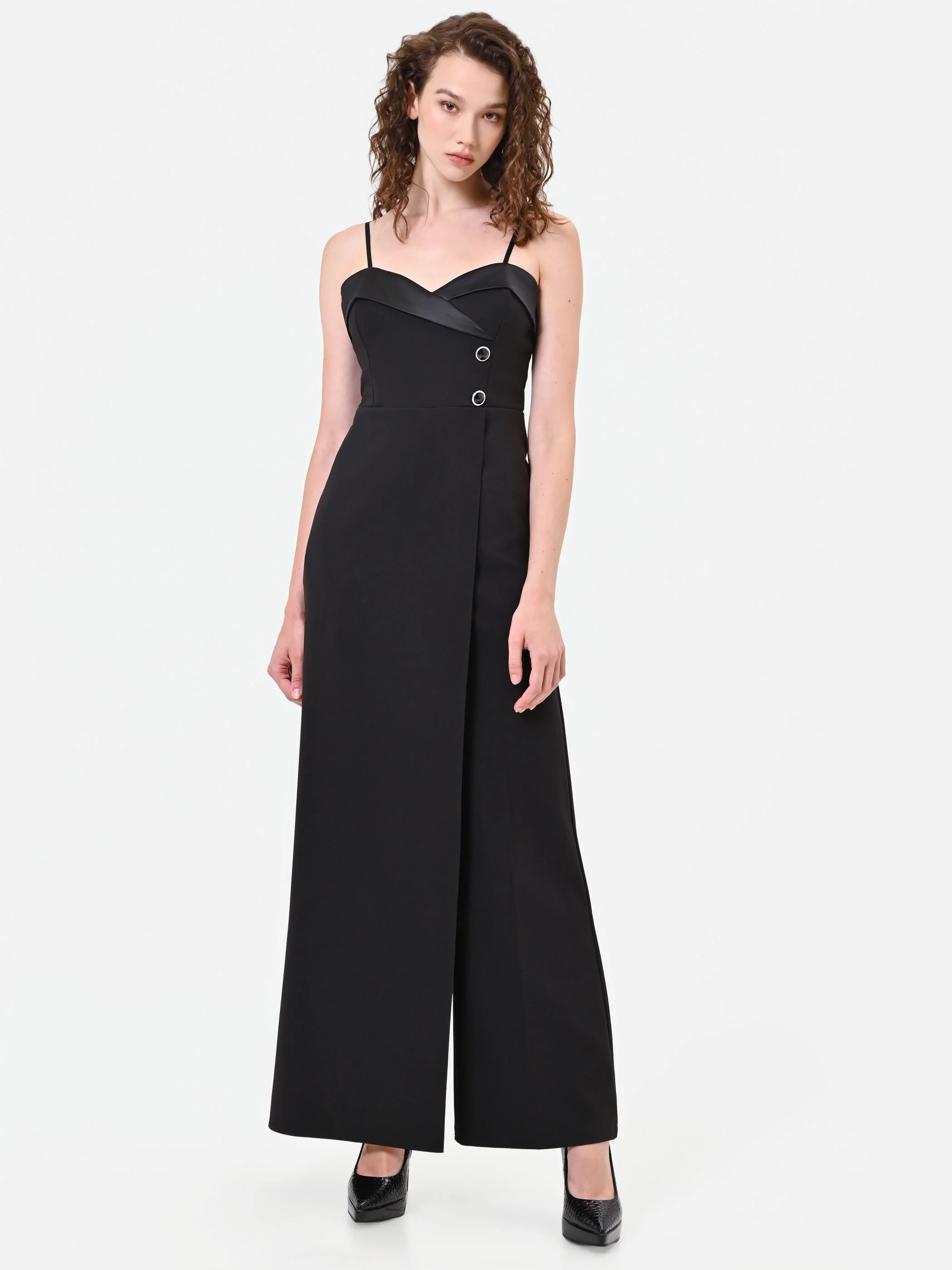 Tuta bustier nera con rever lucido - Image 4