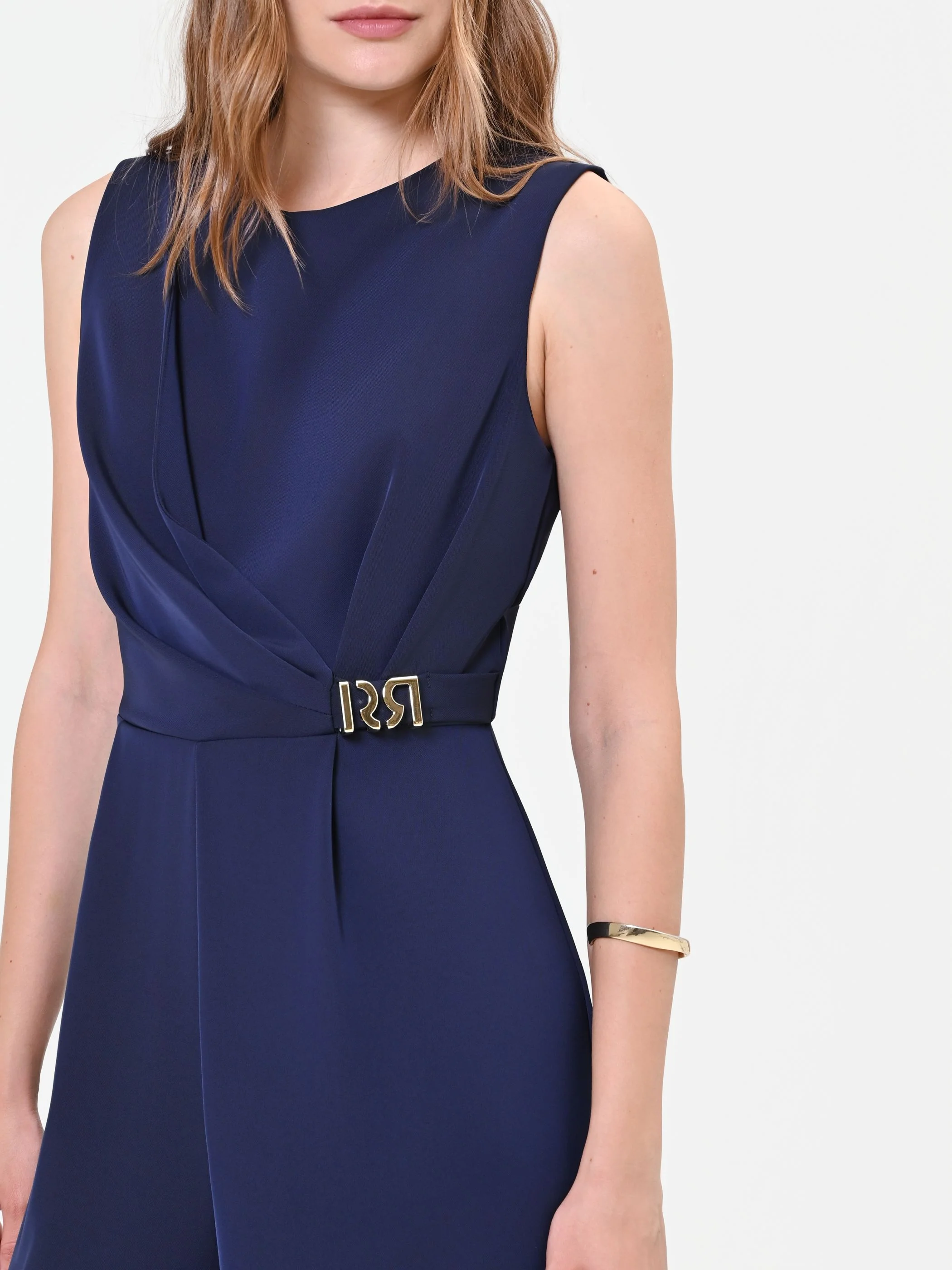 Tuta intera blu navy con drappeggio - Image 3