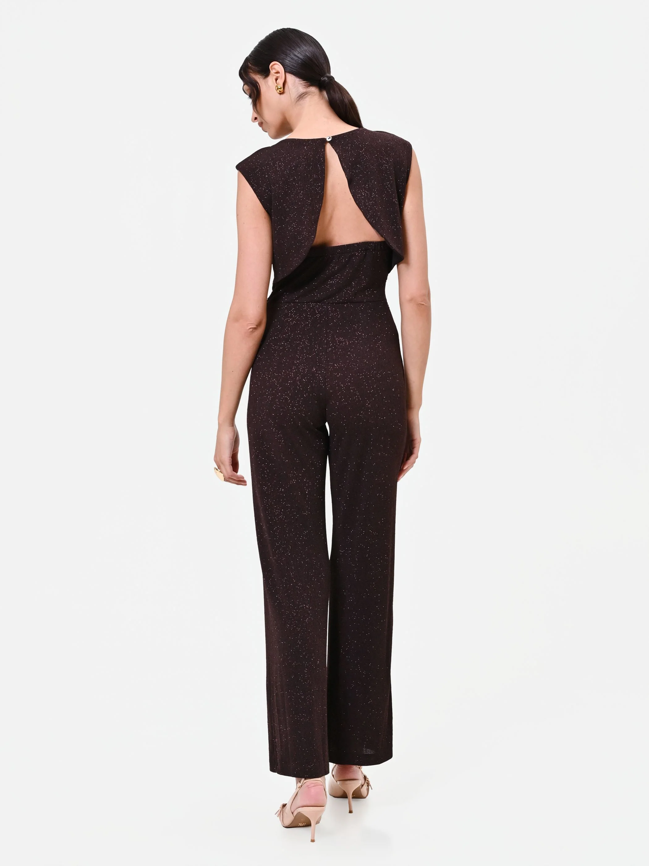 Tuta moro marrone con pantalone a palazzo - Image 2