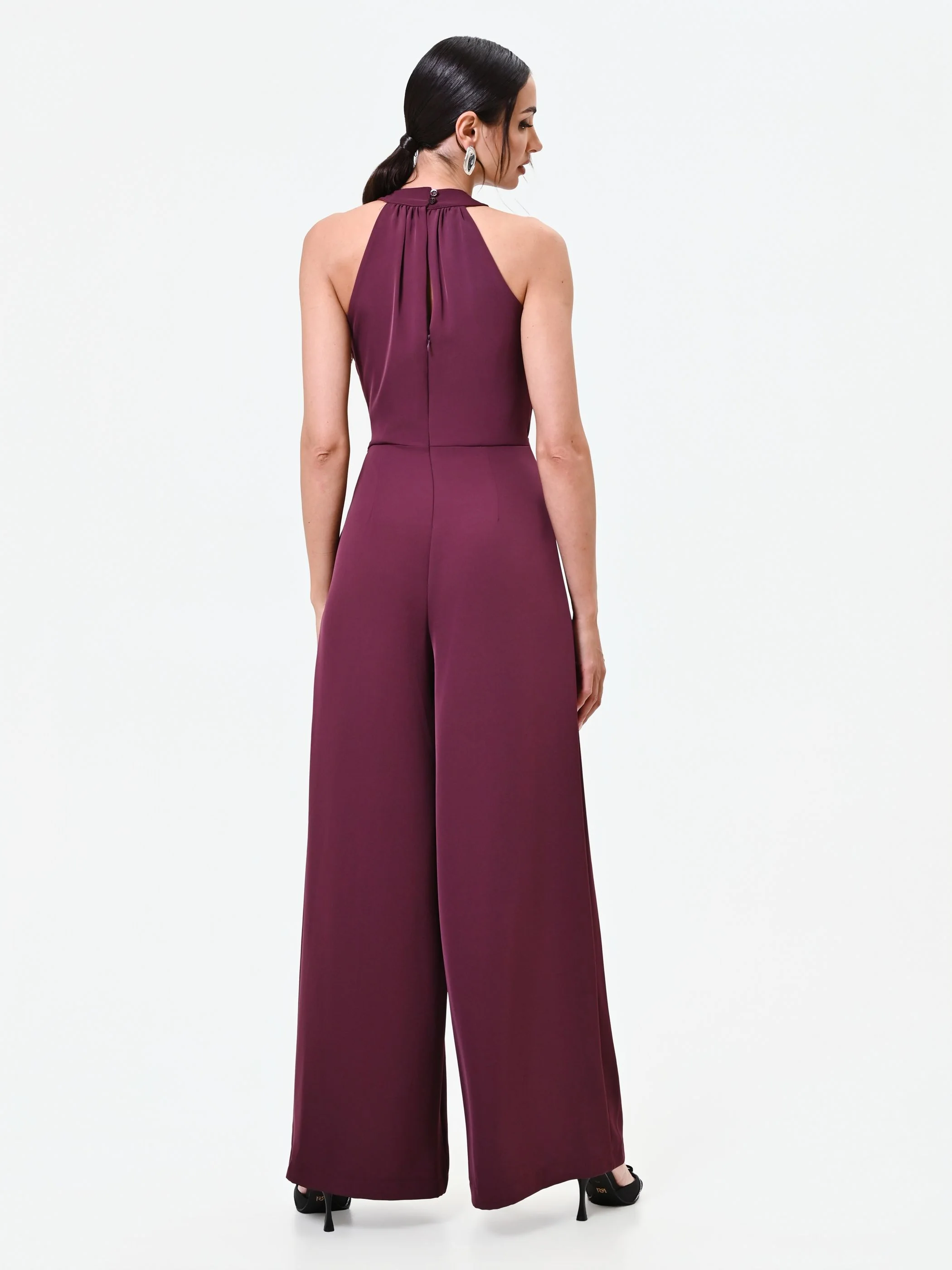 Tuta rosso bordeaux con pantalone palazzo - Image 2